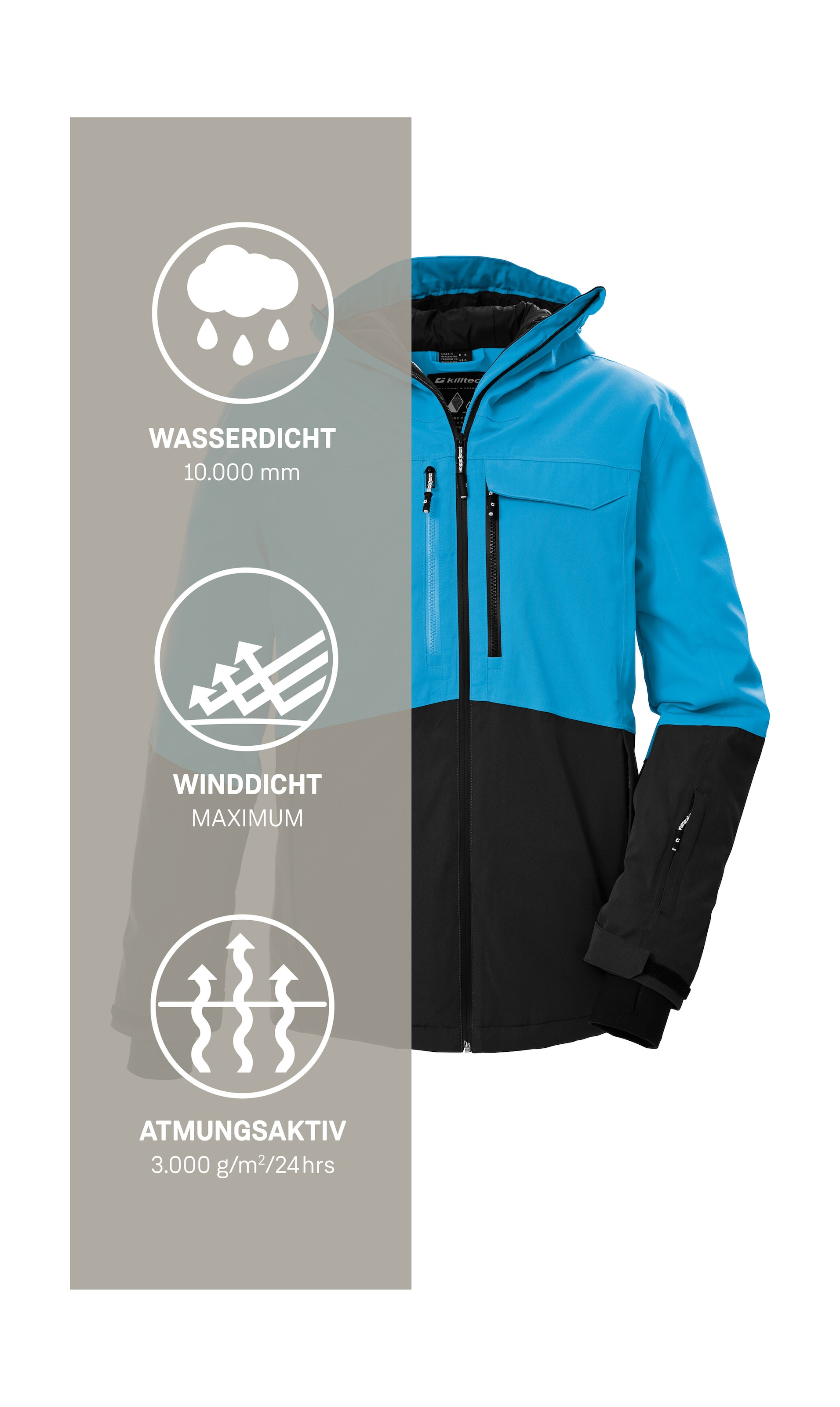 Killtec Skijacke »KSW 280 MN SKI JCKT« Wasserdichte Herrenjacke mit Schneefang und Teflon EcoElite™