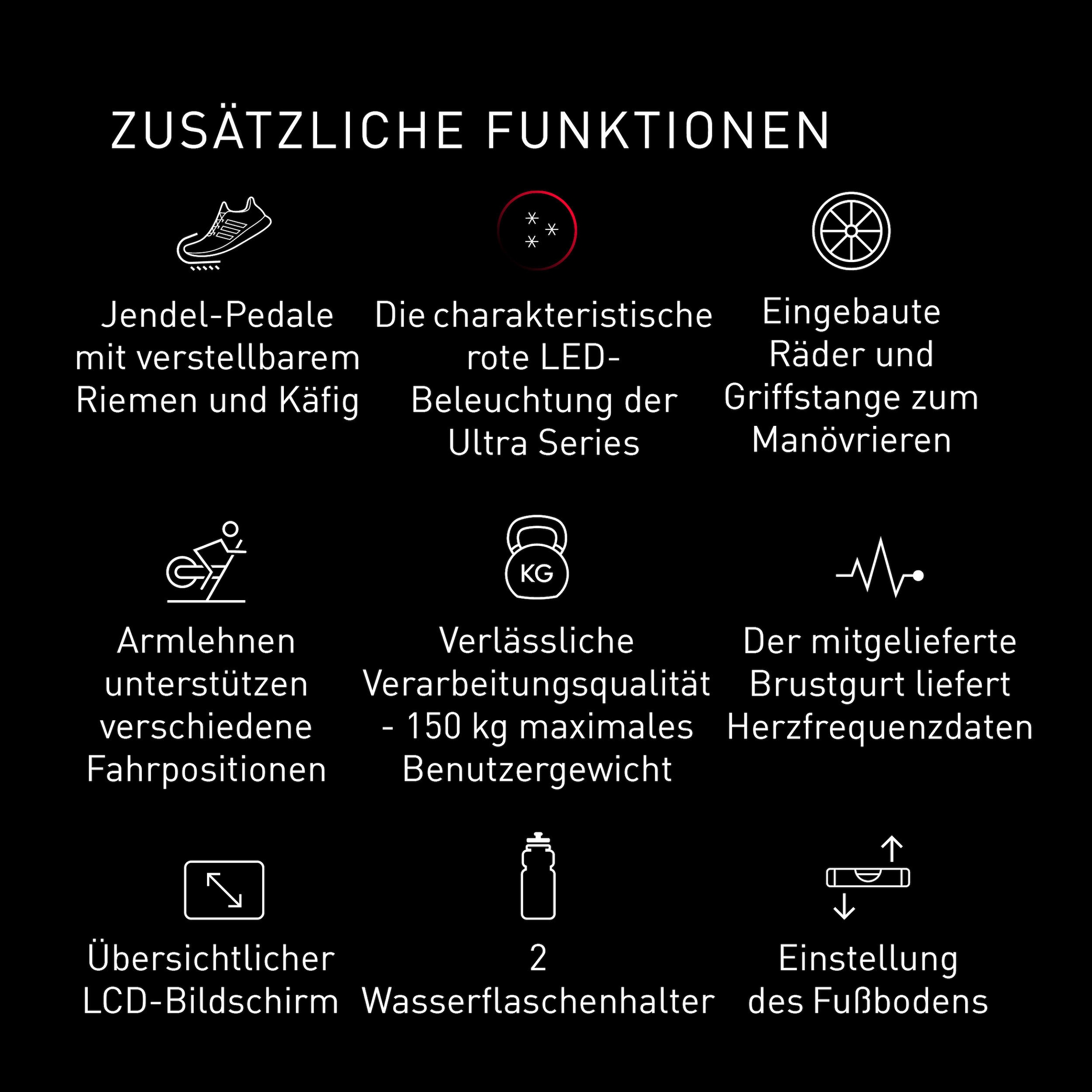 adidas Performance Speedbike »Indoor Speedbike C-21x BT«, (mit Tablet-Halterung), Schwungmasse ca. 6 kg, 8 Widerstandsstufen