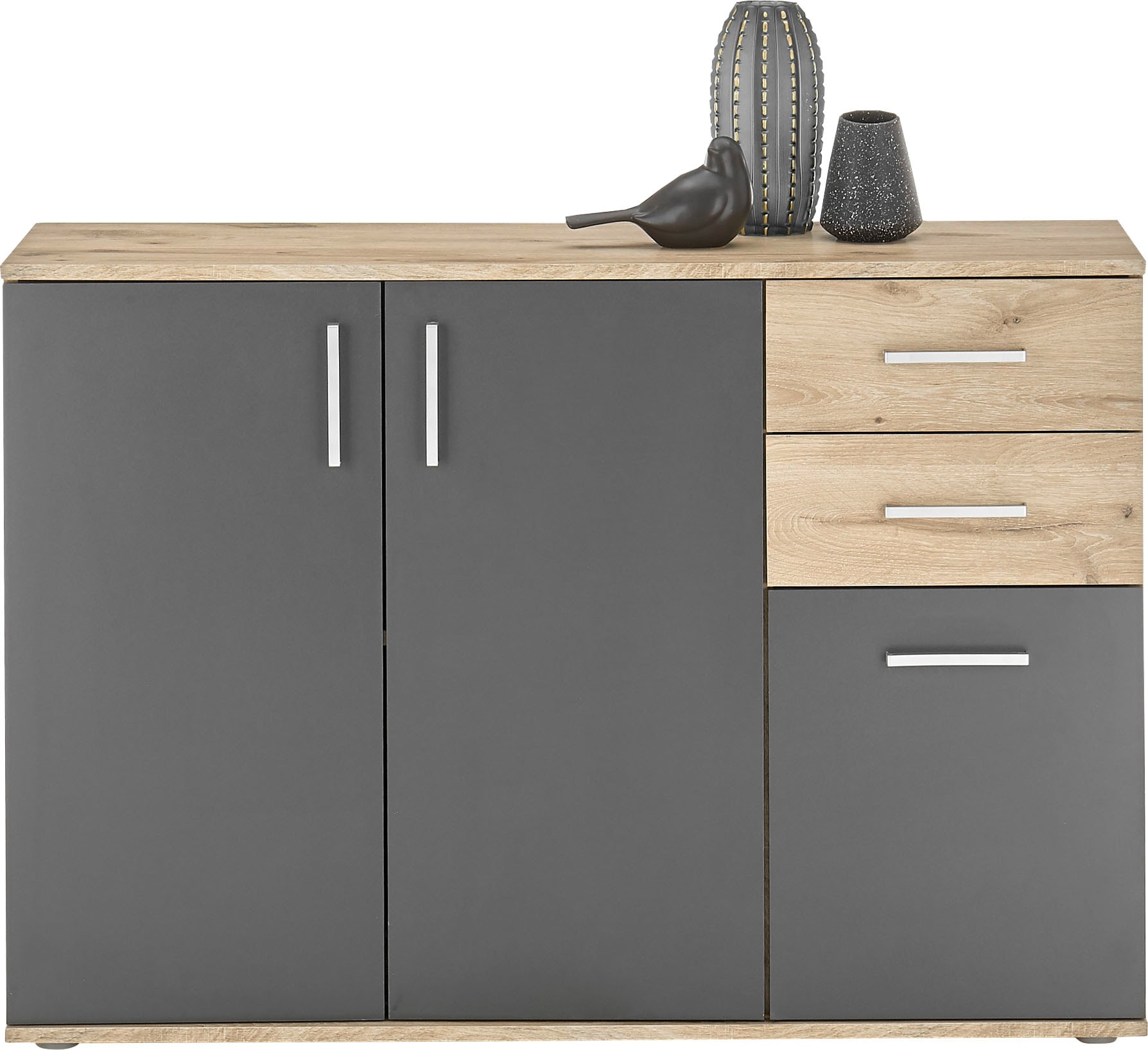 HBZ Kommode »BC-Drift-2, Sideboard Stellmaß BxHxT 120x84x35 cm«, (1 St.), Kommode mit 3 Türen, 2 Schubkästen und 1 Einlegeboden