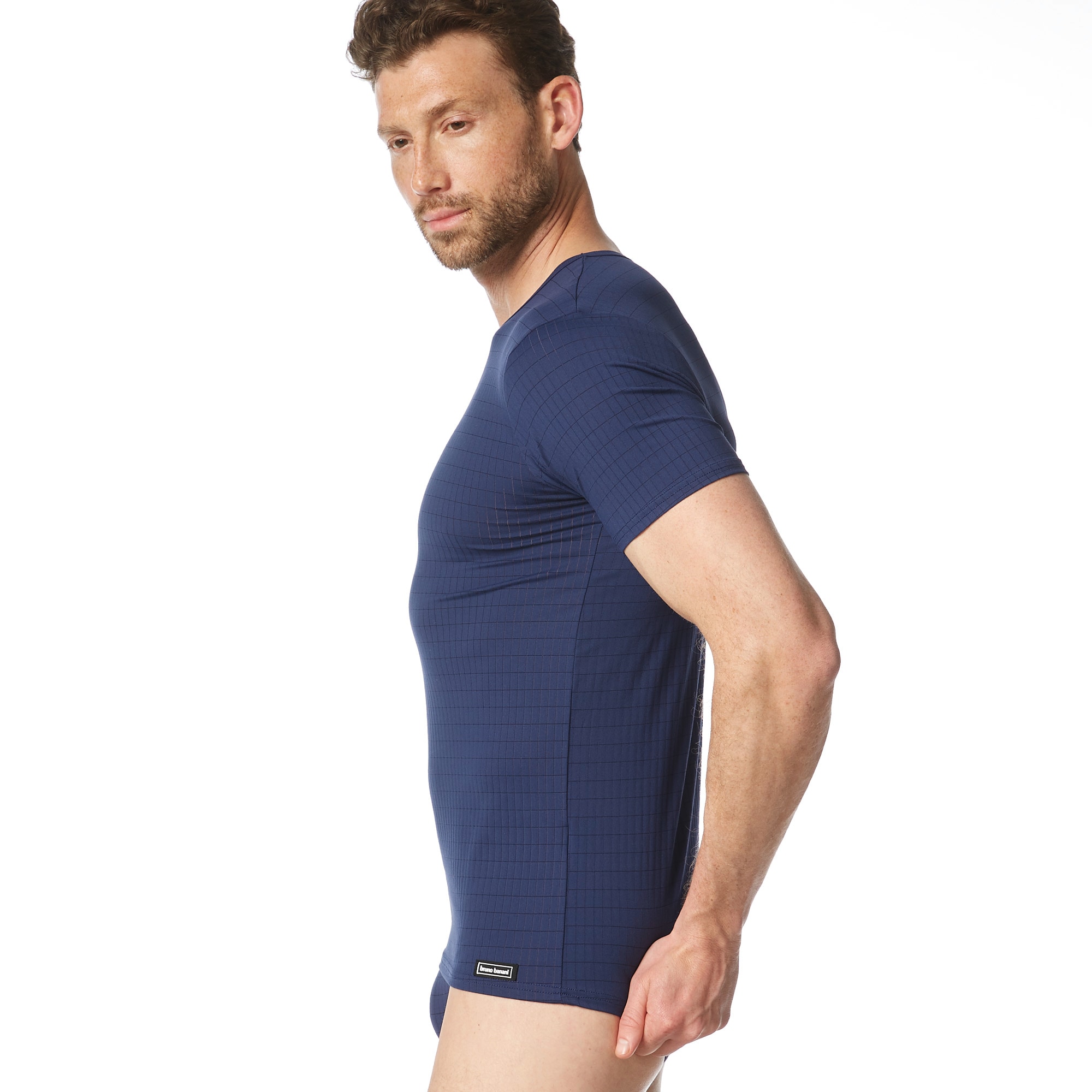 Bruno Banani Rundhalsshirt »CHECK LINE 2.0« hüftbedeckend, elastisch