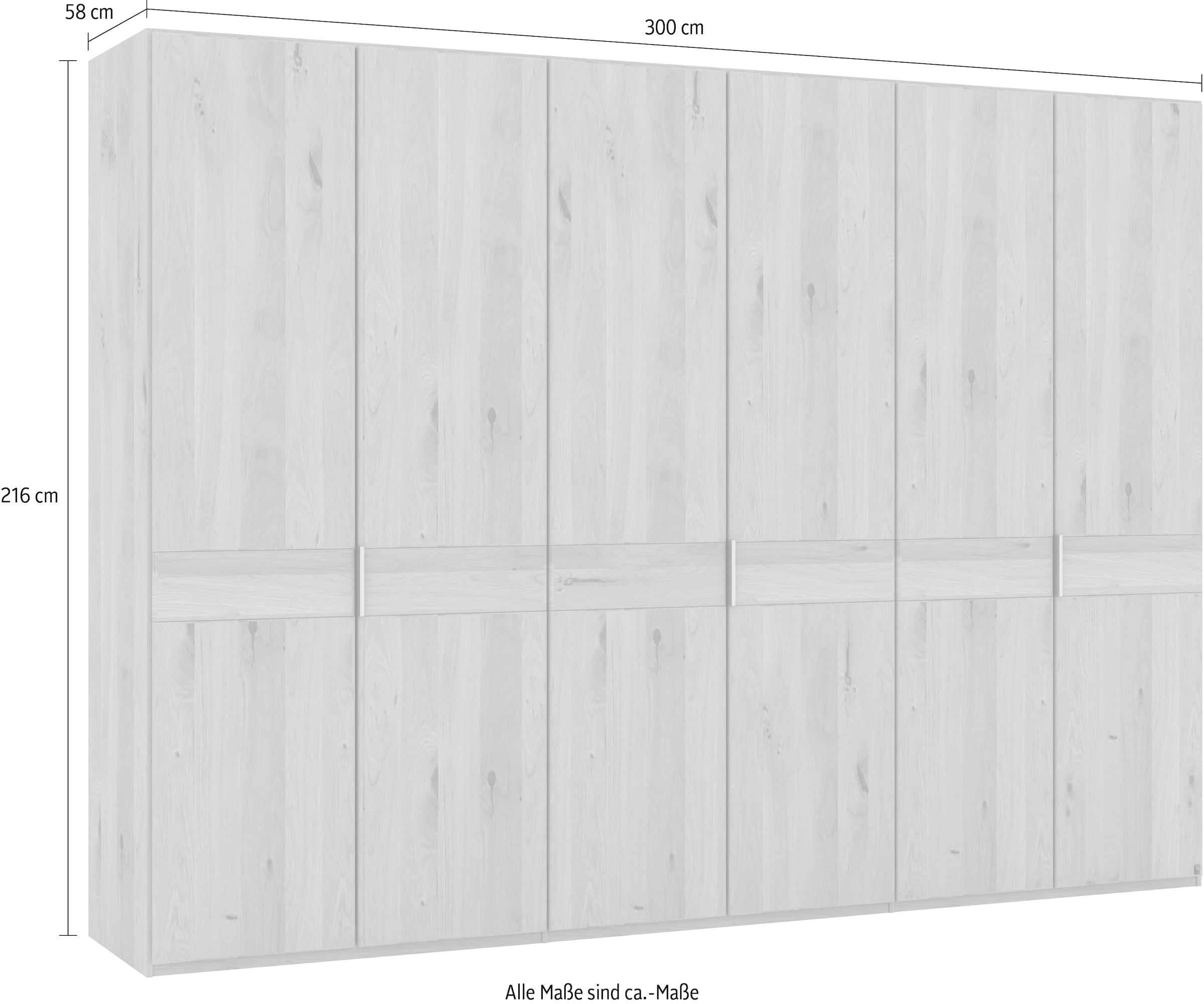 Musterring Drehtürenschrank »Savona, Kleiderschrank, Schrank, Garderobe, teilmassiv Eiche«, (mit Türdämpfern, in 5 Breiten & 2 Höhen, extra Böden, MADE IN GERMANY), Türen in Bianco-Eiche massiv, mit Querriegel, verschiedene Größen