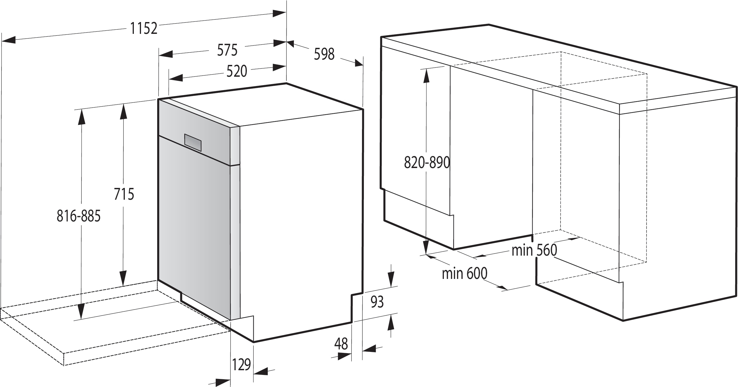 GORENJE Unterbaugeschirrspüler »GU663B95X« 9,4 l 16 tlg. Maßgedecke 16 Maßgedecke, auto. Türöffnung, Besteckschublade