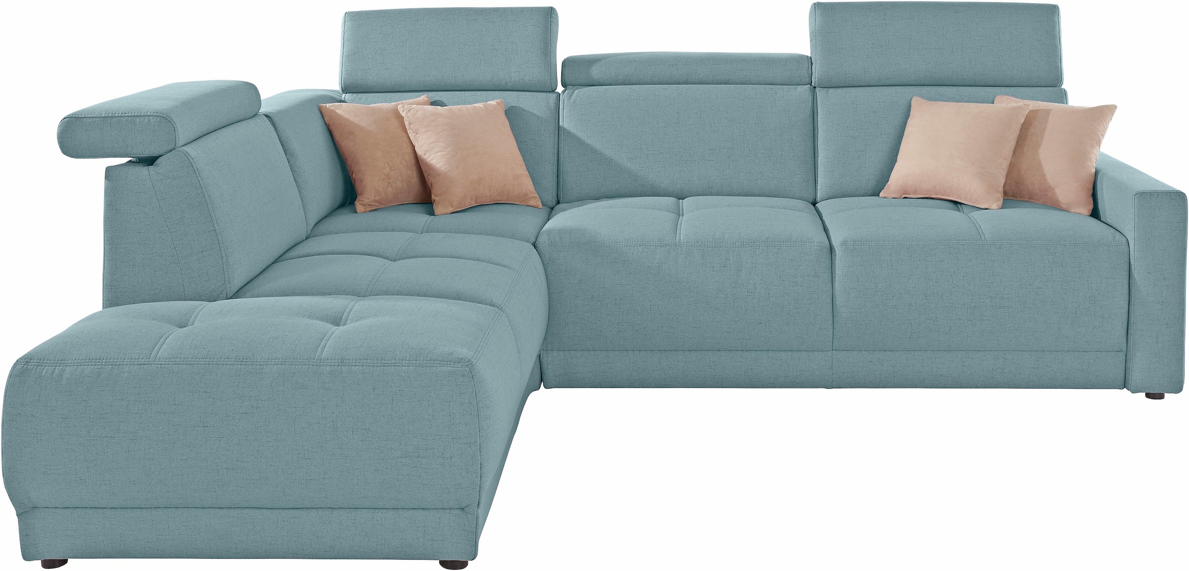DOMO collection Ecksofa »Ava, moderne Sitzheftung mit toller Doppelnaht, komfortabel, L-Form«, mit Ottomane, inkl. Federkern, wahlweise mit Kopfteilverstellungen