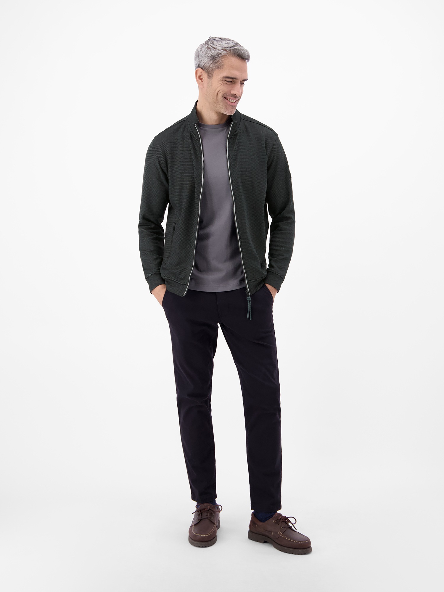 LERROS Sweatjacke »Sweatjacke aus Baumwollmischgewebe« Jacke im Baumwollmix mit Reißverschluss, Stehkragen und Seitentaschen