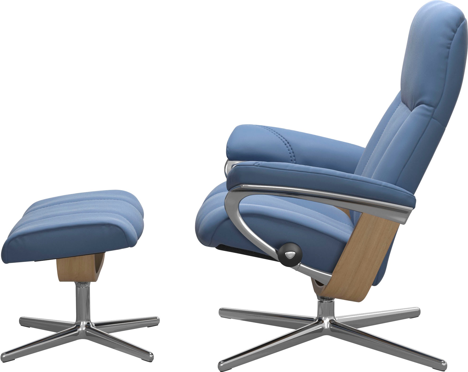 Stressless® Relaxsessel »Consul«, (Set, Relaxsessel mit Hocker), mit Hocker, mit Cross Base, Größe S, M & L, Holzakzent Eiche