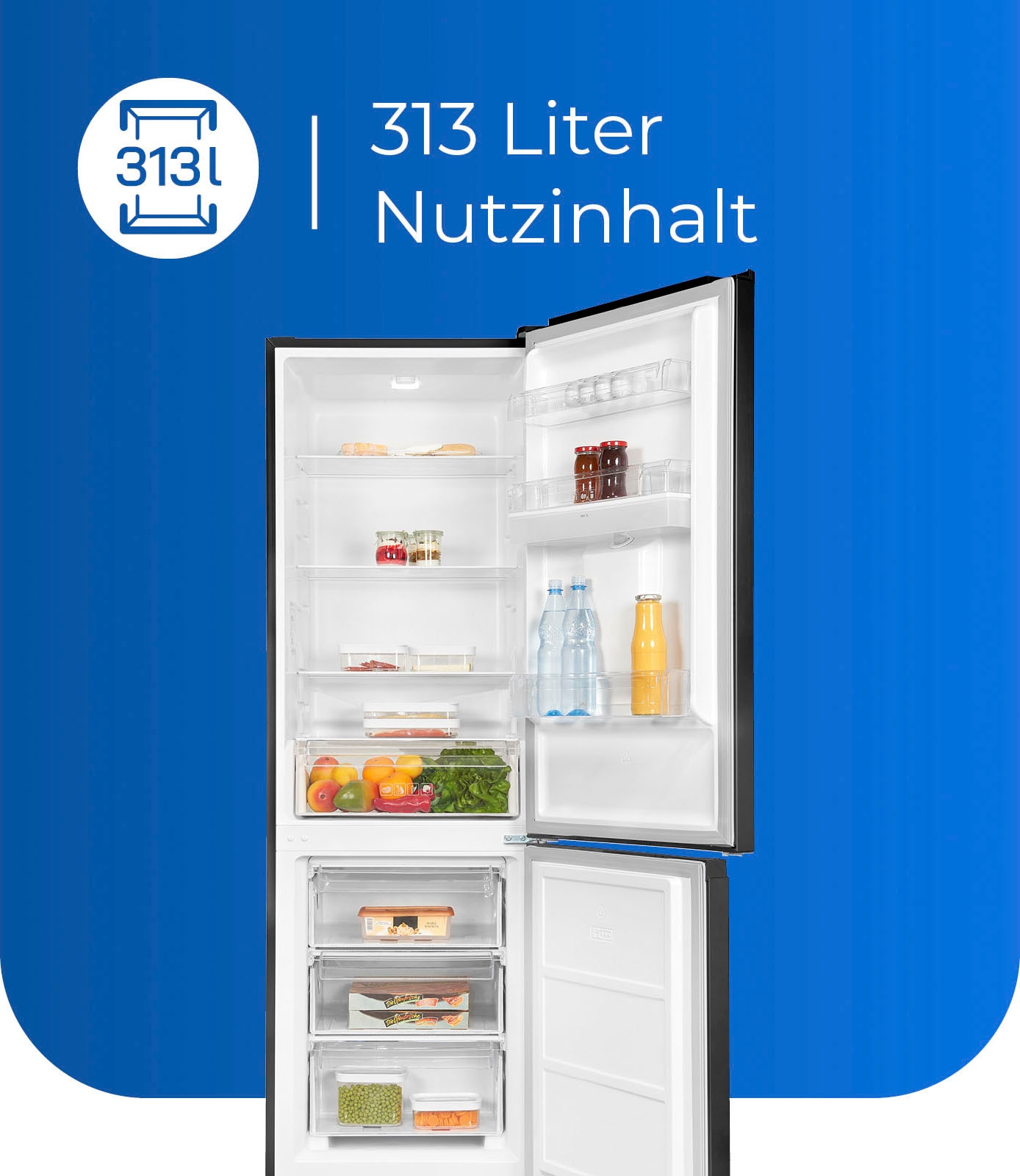 exquisit Kühl-/Gefrierkombination »KGC320-95-E-WS-040C«, KGC320-95-E-WS-040C inoxlook-az, 185,8 cm hoch, 60 cm breit