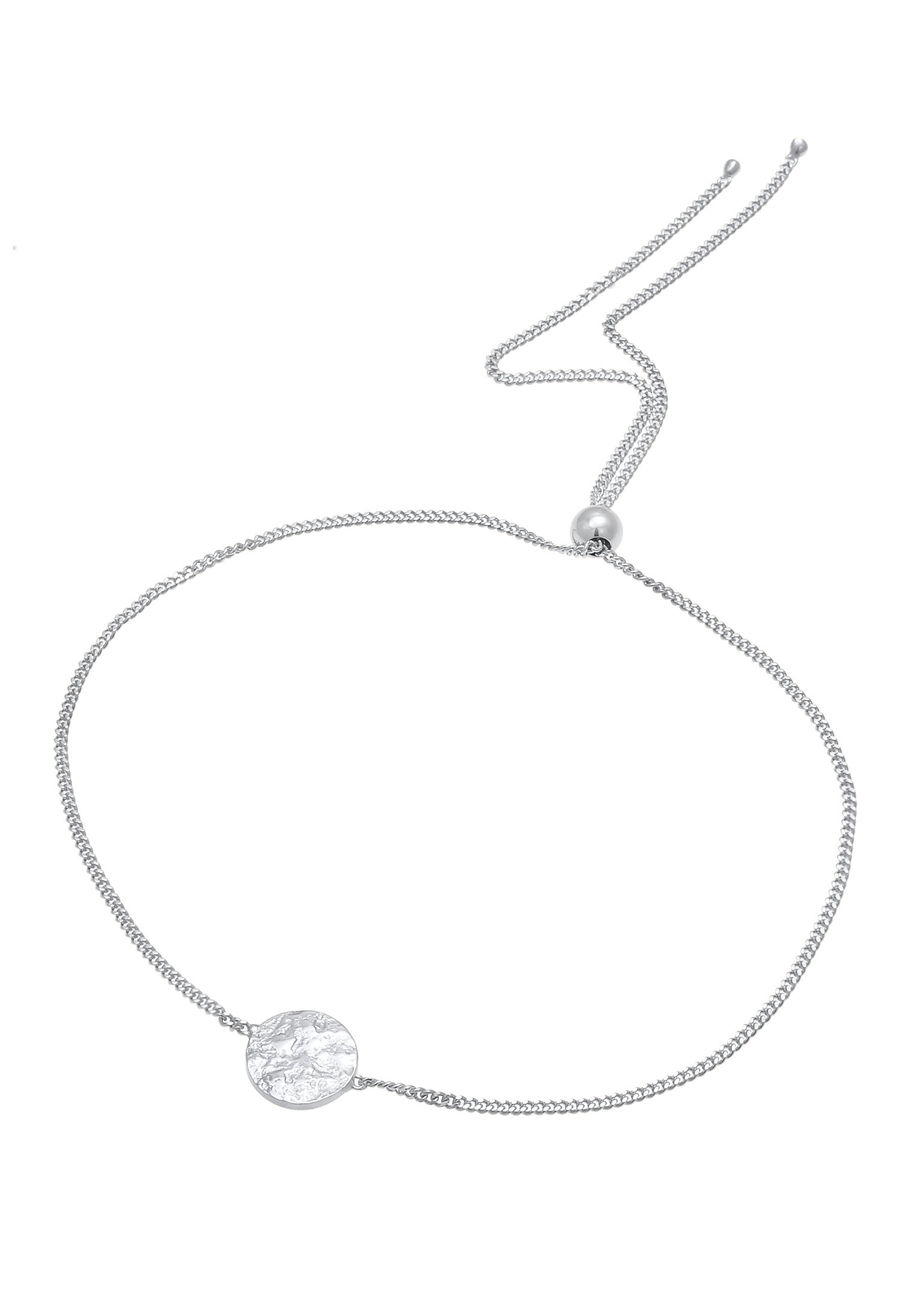 Elli Armkette »Armband Plättchen Coin Rund Matt Struktur 925 Silber«