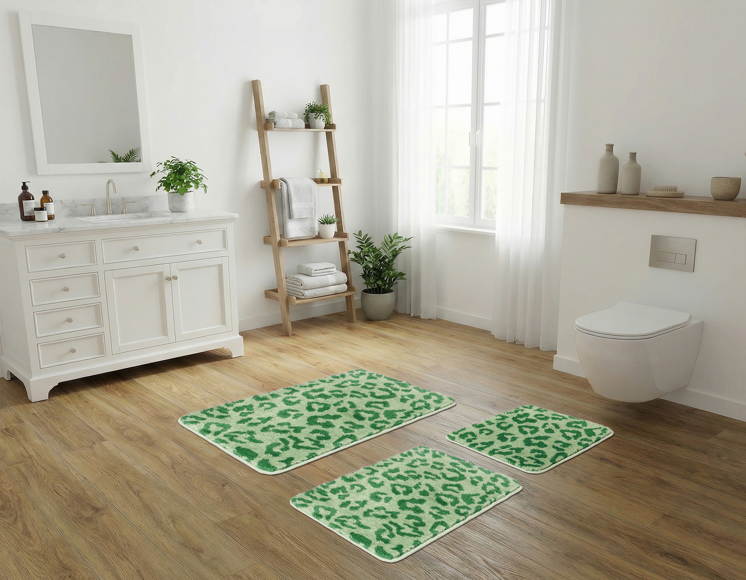 OTTO home Badematte »Anna Leo, Badvorleger, Badezimmer Teppich, Duschvorleger« Höhe 15 mm rutschhemmend beschichtet fußbodenheizungsgeeignet | schnell trocknend mit Animal Print, modernes Muster, Leo, weich