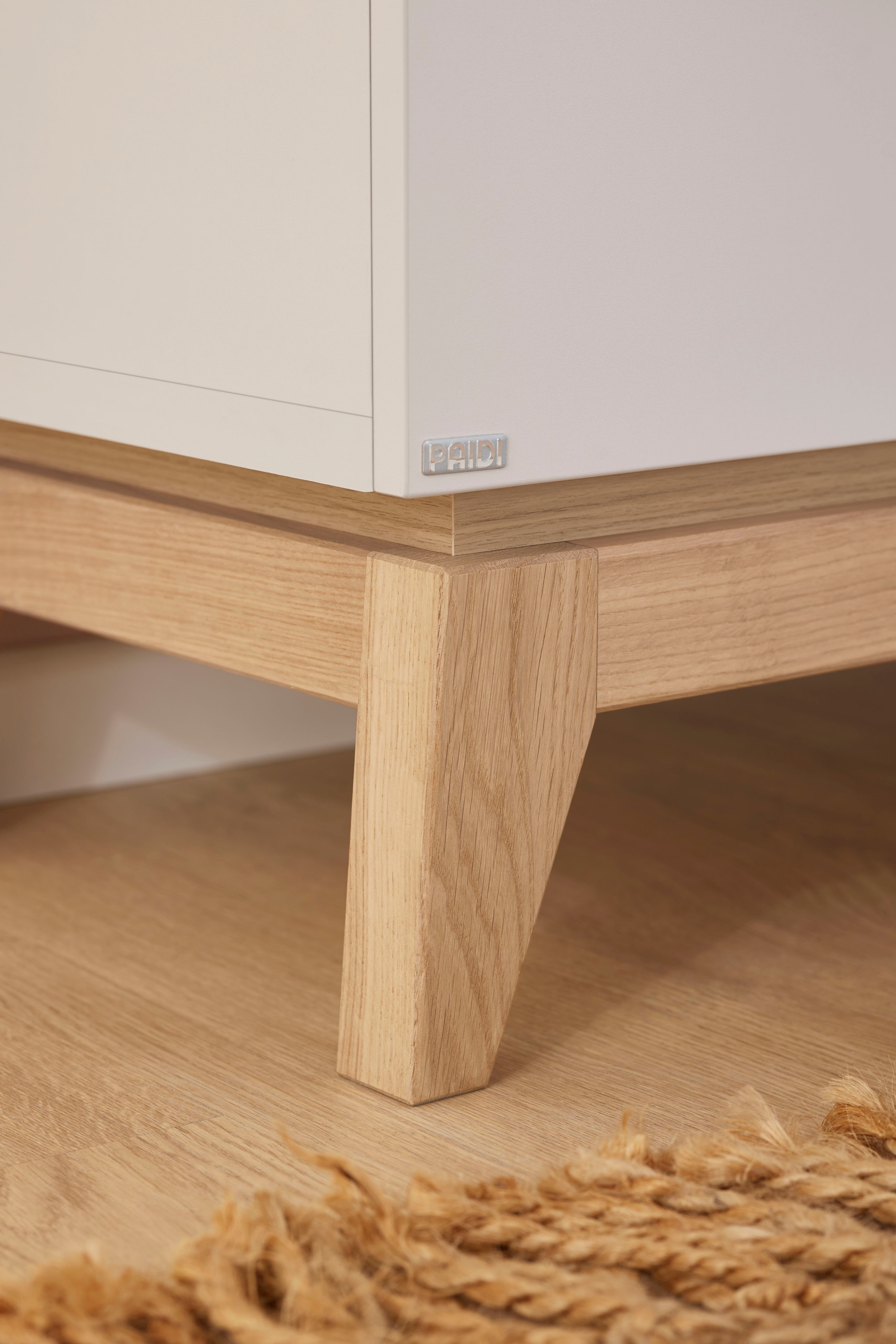 PAIDI Highboard »STIENE in Beige oder Grau, 2 Schubladen und 2 Türen mit Soft-Close« B/H/T ca. 95/123/40cm,  stabiles Regal mit Massivholz, Standregal, geprüfte Qualität