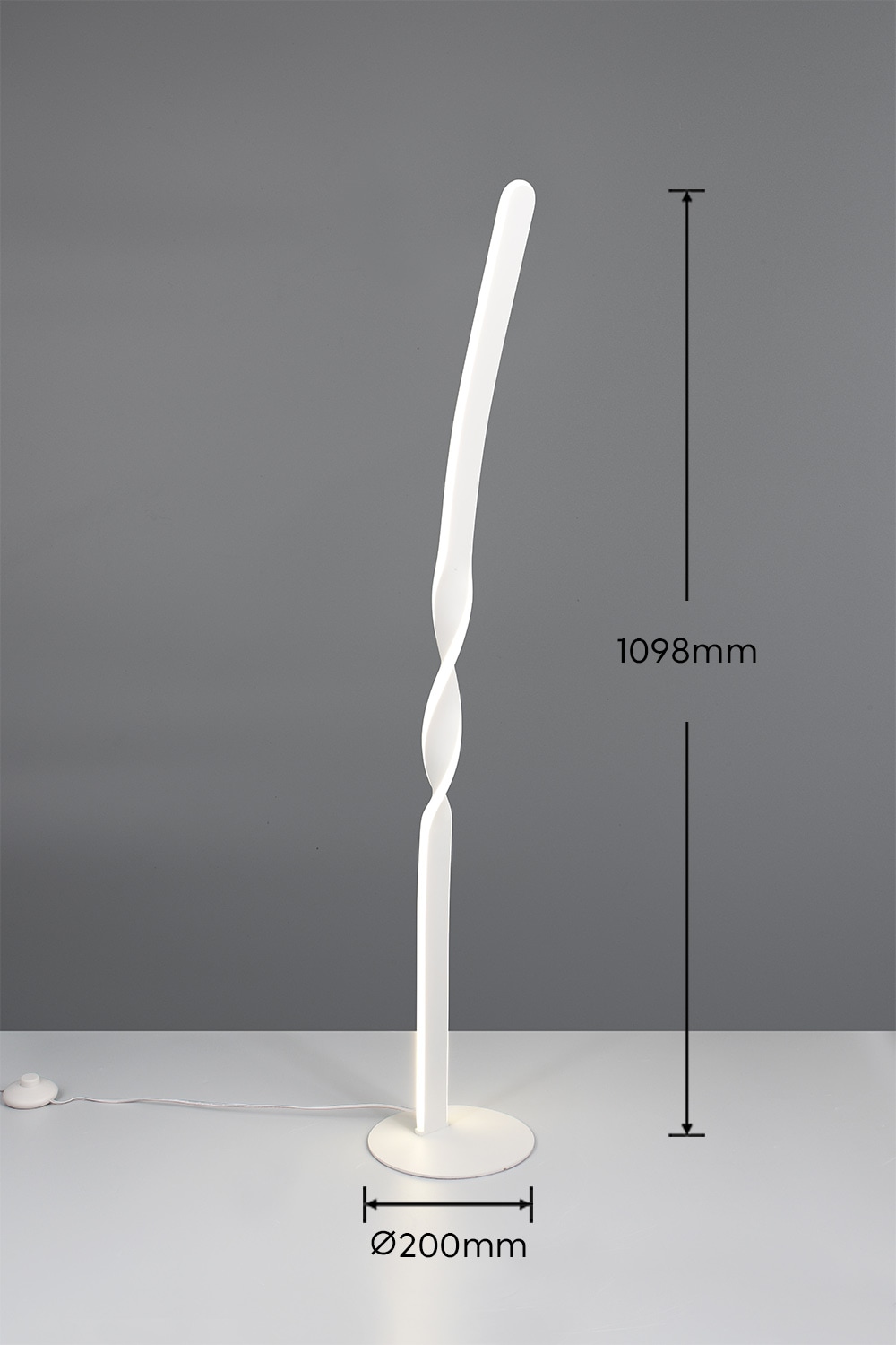 REALITY Leuchten LED Stehlampe »GINKO, LED Stehleuchte mit 19W 2100 Lumen 4000K kaltweiß« LED-Board 1 Stk. Kaltweiß Stehlampe mit Fußschalter + 180cm Kabel, Höhe 110 cm Ø 20cm