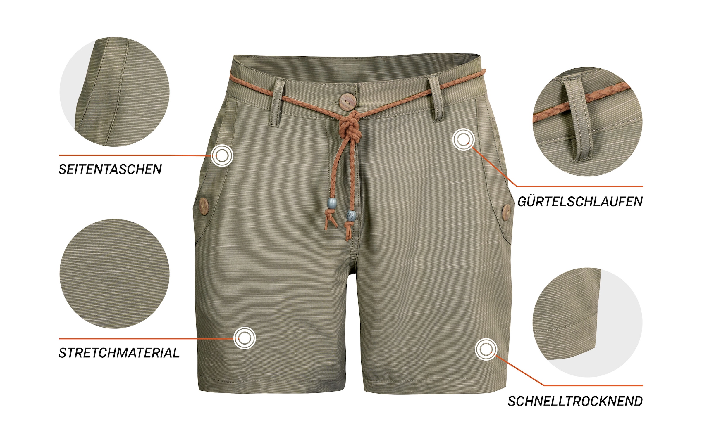 G.I.G.A. DX by killtec Shorts »GS 89 WMN SHRTS«, Schnelltrocknende Damen Shorts mit Comfort-Stretch und Kordelgürtel