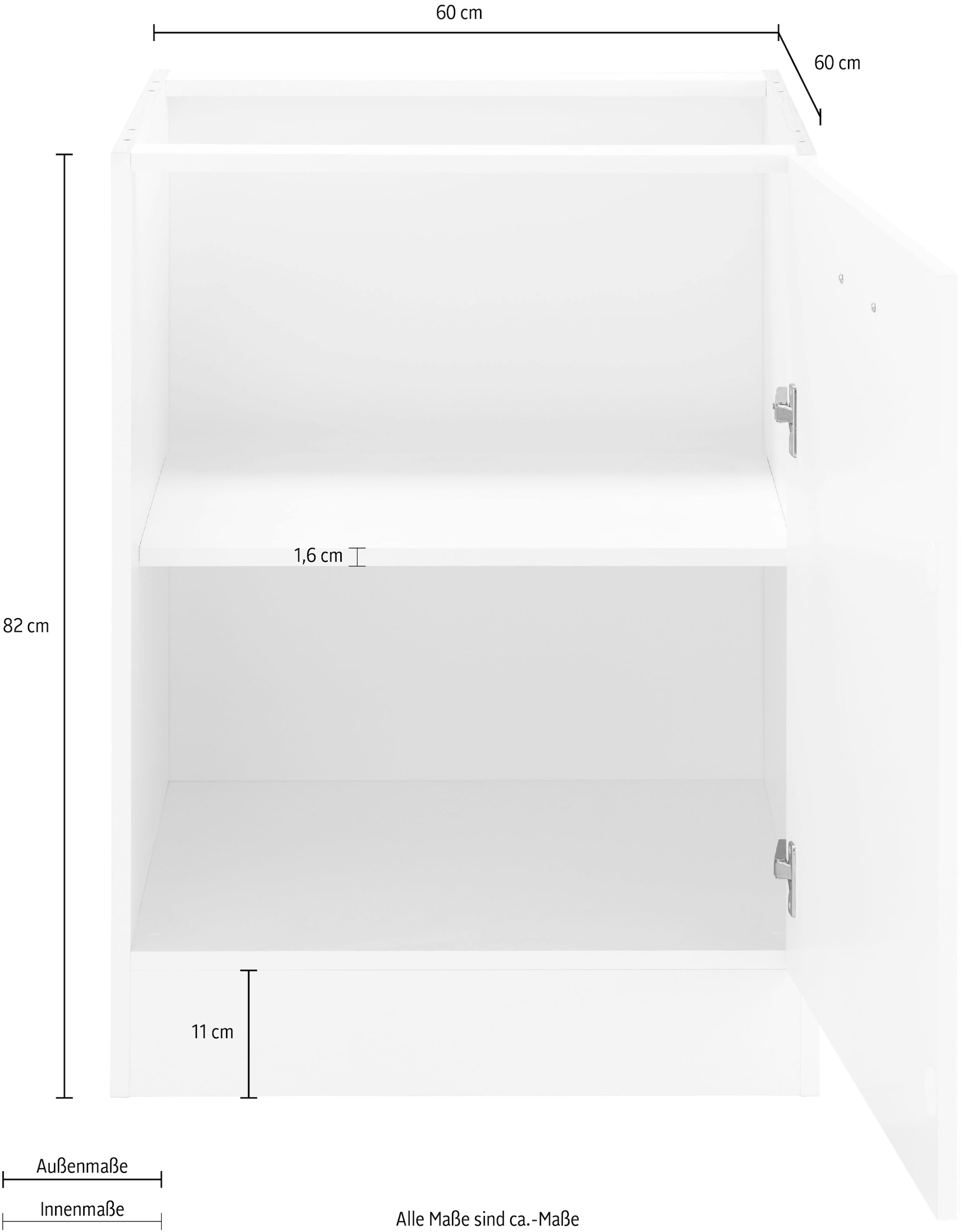 KOCHSTATION Unterschrank »KS-Tinnum« 60 cm breit, MDF-Fronten, Metallgriff