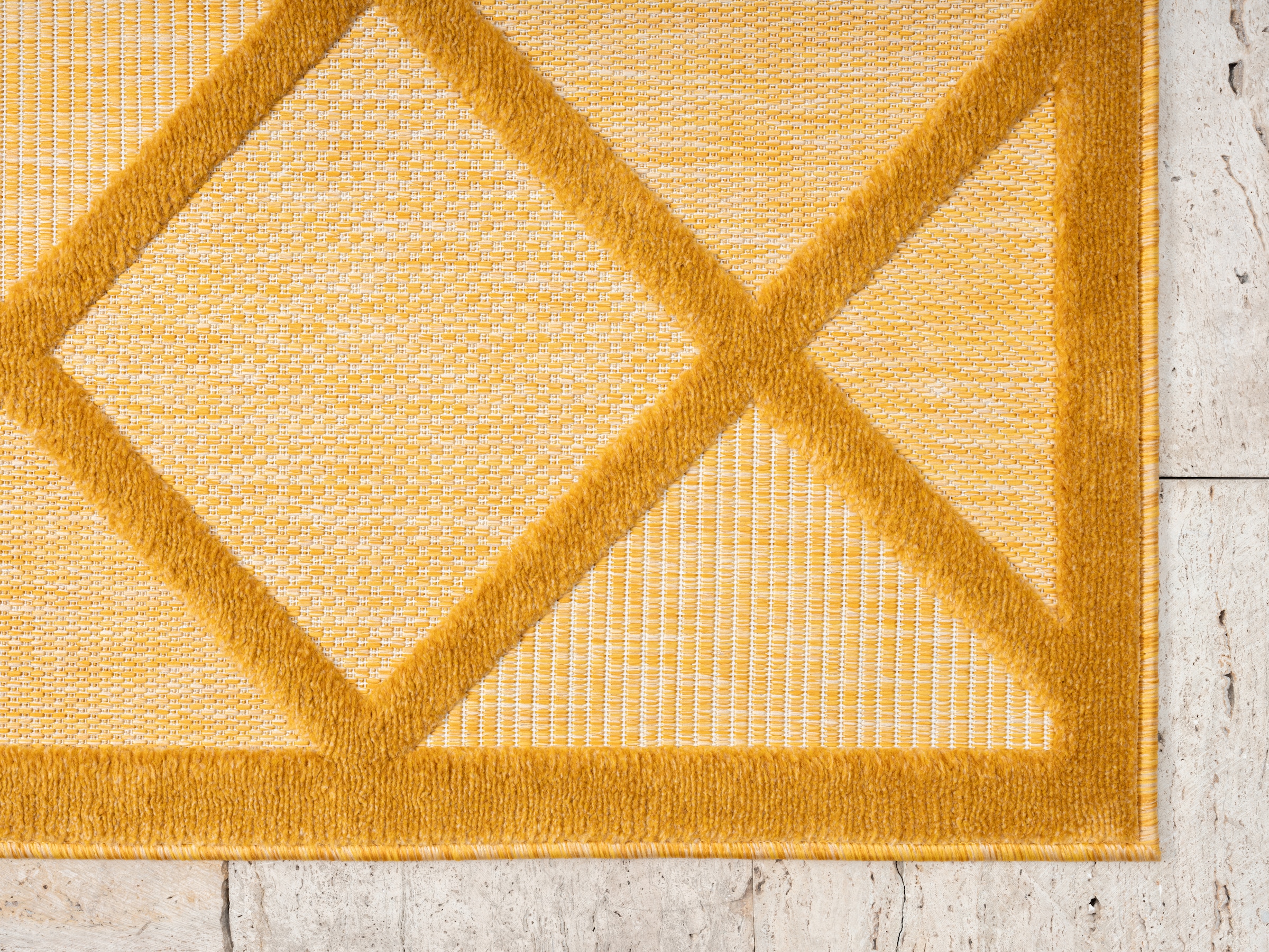 Myflair Möbel & Accessoires Teppich »Amara, LAGERRÄUMUNG!«, rechteckig, 8 mm Höhe, Uni Farben, Hoch-Tief Effekt, Outdoor geeignet, Balkon, Terrasse