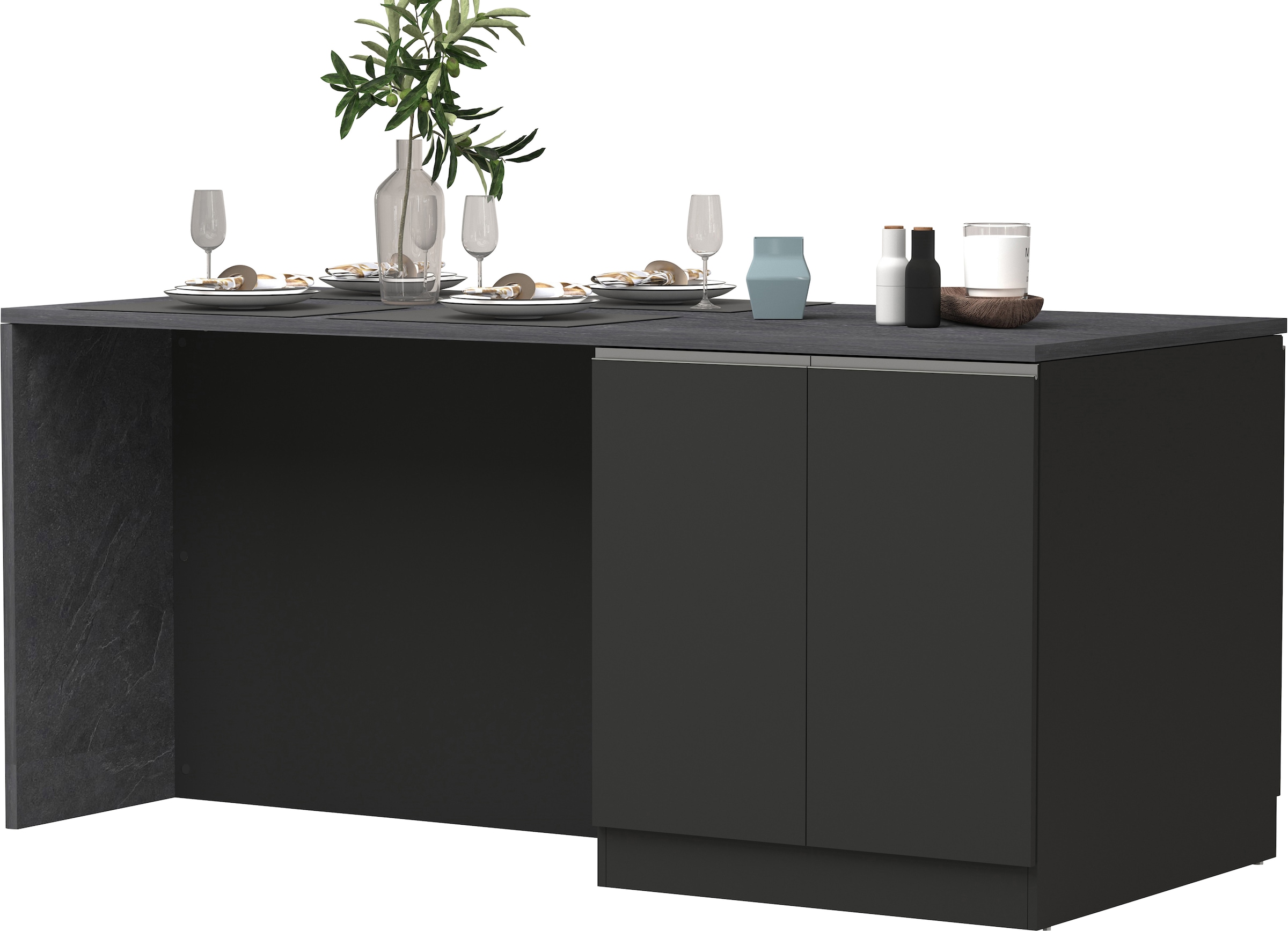 KOCHSTATION Kücheninsel »Sole,Kochinsel,Küchenarbeitsblock,Inselküche,Arbeitsinsel«, Breite 200 cm mit 4 Türen,4 Schubkästen, Aluminiumgriff