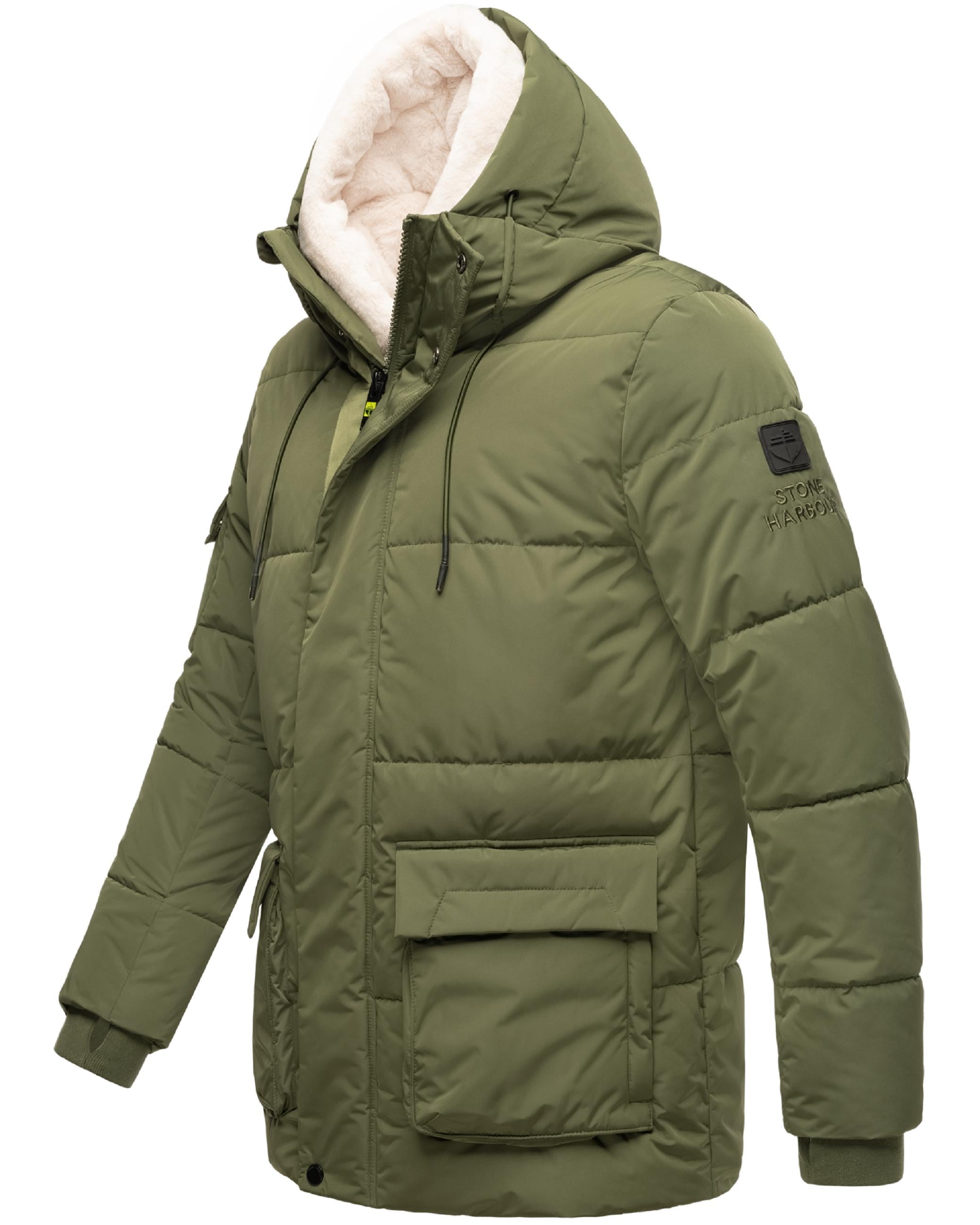 Stone Harbour Winterjacke »Winterjacke Lauroo XX«, mit Kapuze, urbane Herren Steppjacke mit kuscheligem Kunstpelz-Kragen