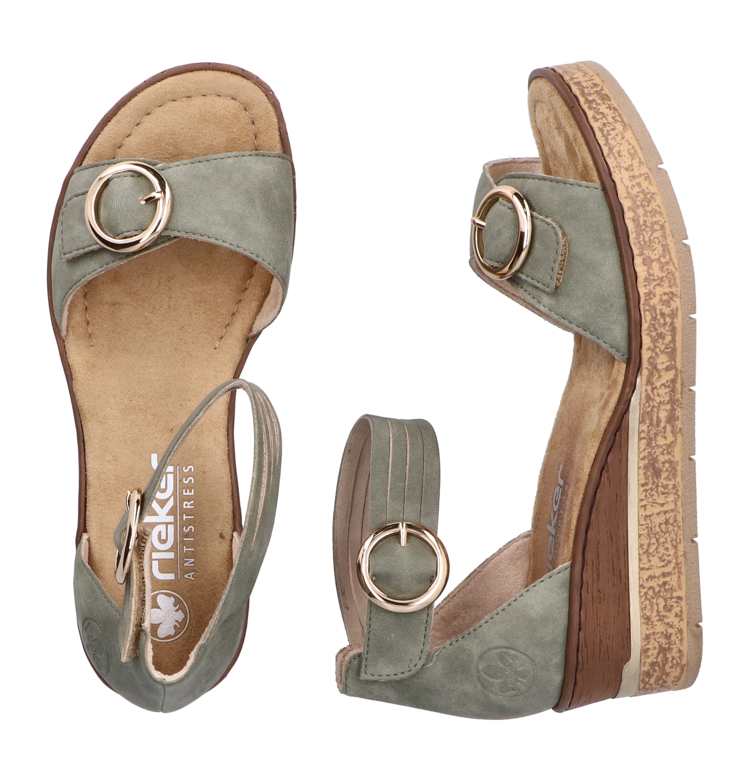 Rieker Keilsandalette  Sommerschuh, Urlaubsschuh, Sandale mit trendy Fesselriemchen