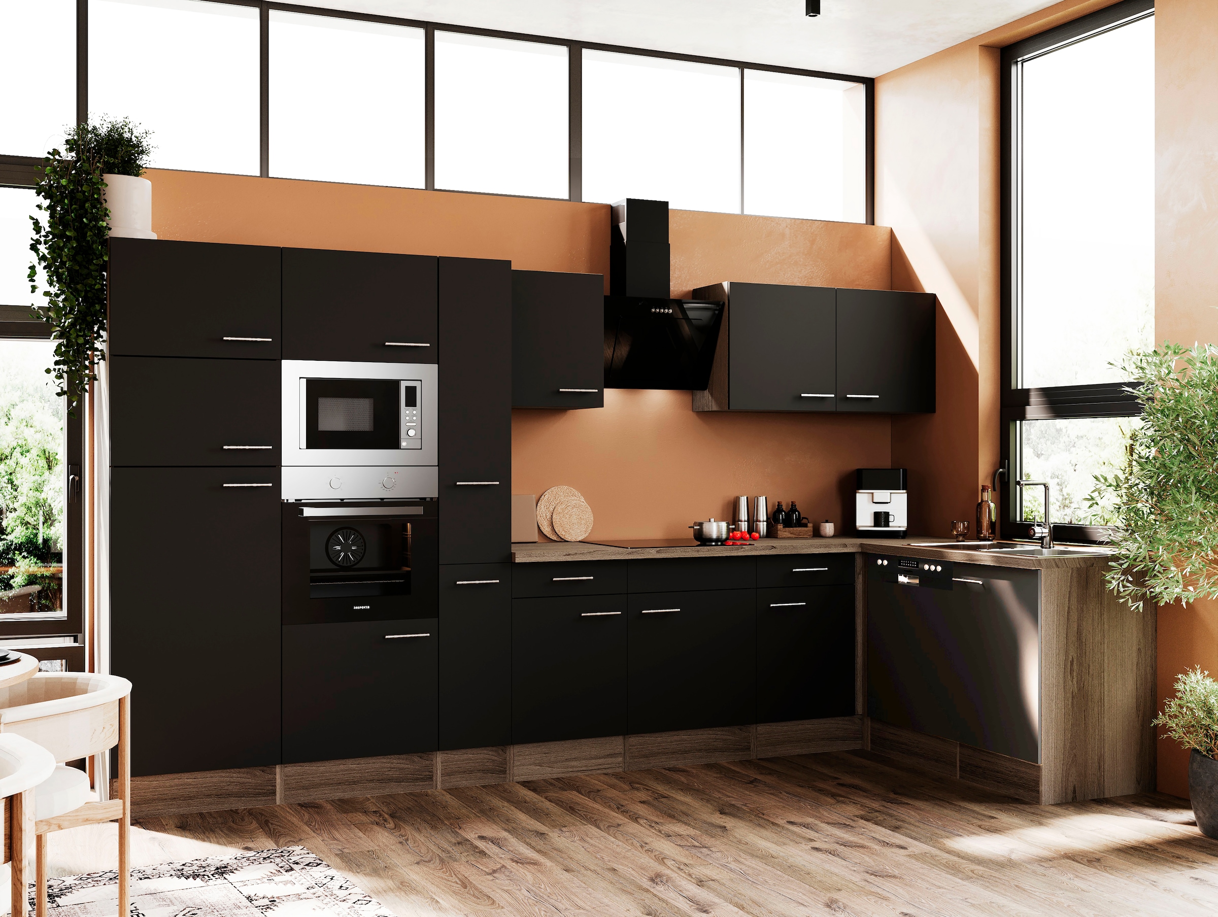 RESPEKTA Winkelküche »Oliver« Breite 370 cm, wechselseitig aufbaubar