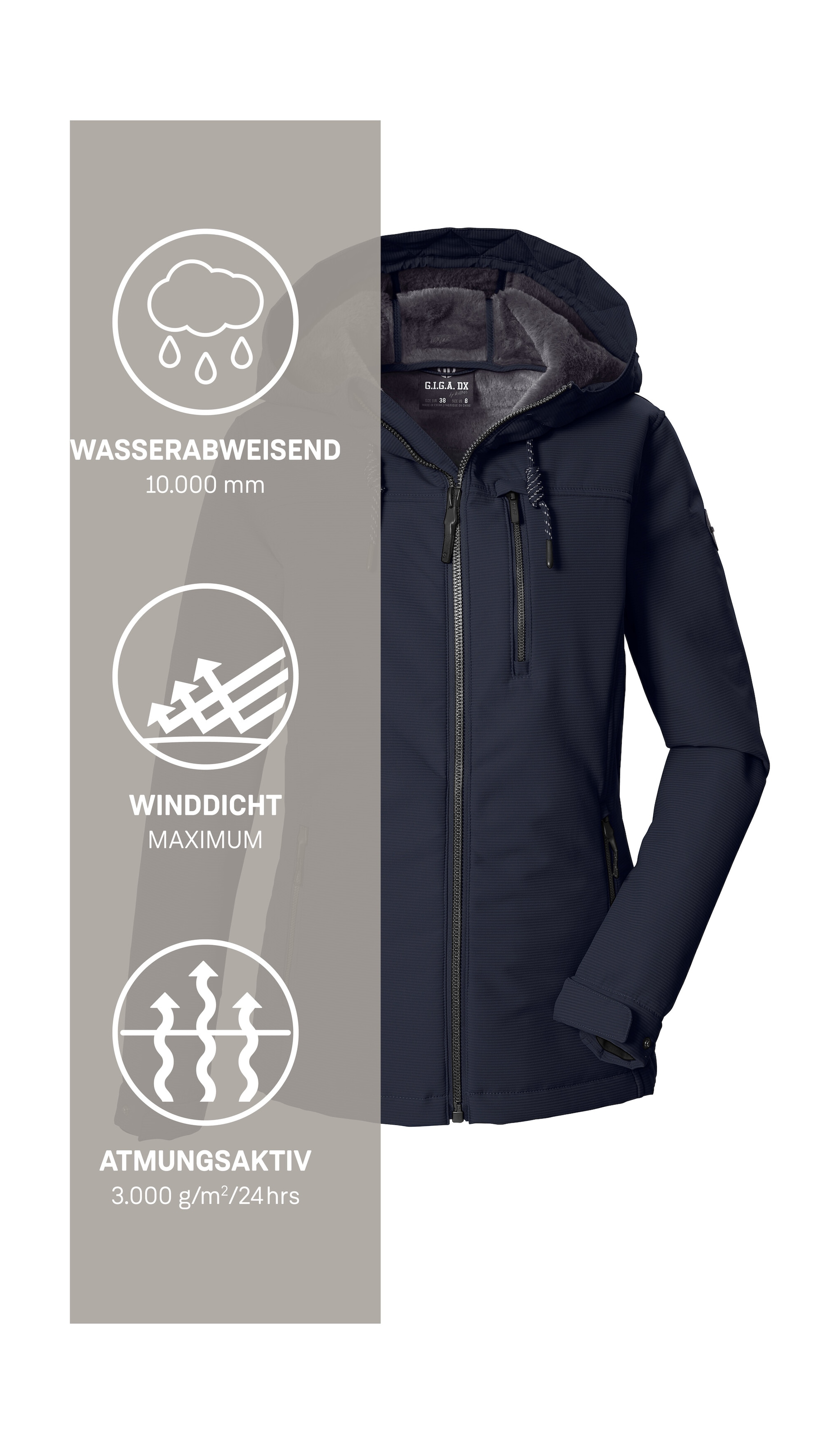 G.I.G.A. DX by killtec Softshelljacke »GW 59 WMN SFTSHLL JCKT« Winddichte, wasserabweisende Damenjacke mit Teddy-Fleecefutter