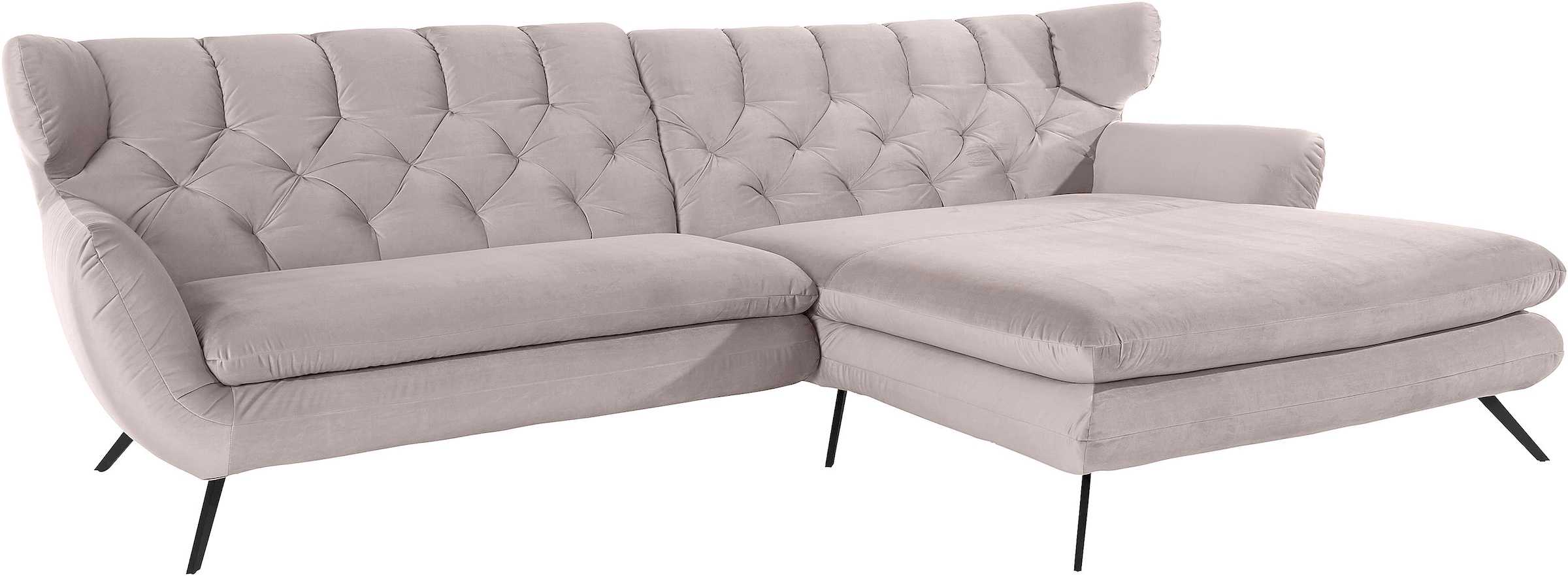 3C Candy Ecksofa »Beatrice Designsofa in moderner Retrooptik, bequem und extravagant«, mit Rückensteppung im Rautenmuster, Ohrenbacken Optik, L-Form
