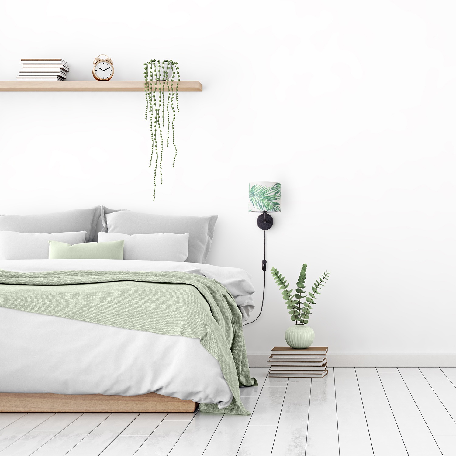 Paco Home Wandleuchte »Ostende 537«, 1 flammig, Leuchtmittel E14 | ohne Leuchtmittel, Kinder Zimmer Wohnzimmer Modern Büro Lampe Lampenschirm Palme