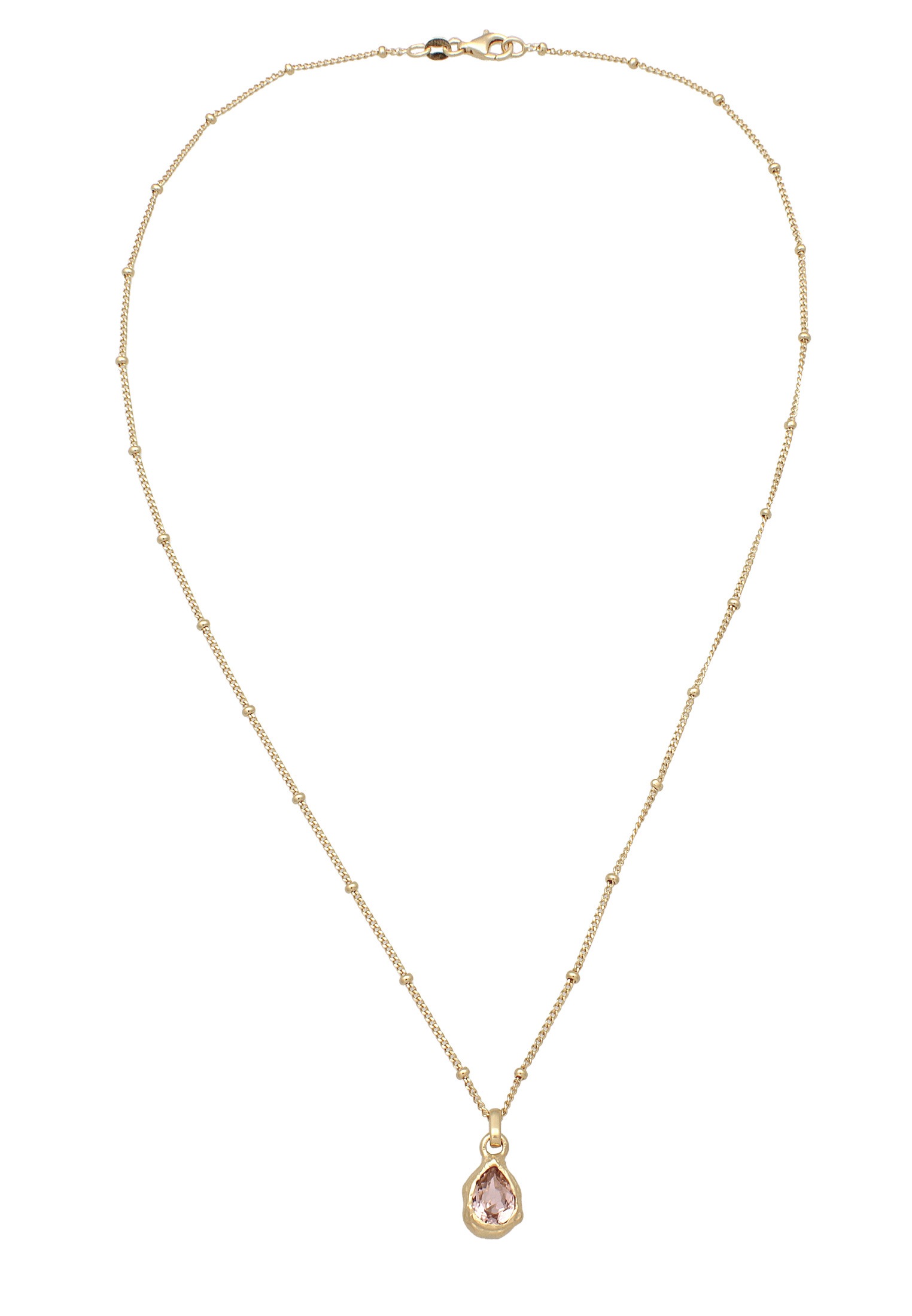 Elli Kette mit Anhänger »Halskette Kugelkette mit Tropfen Anhänger Glas Kristalle Rose 925 Sterling Silber vergoldet«