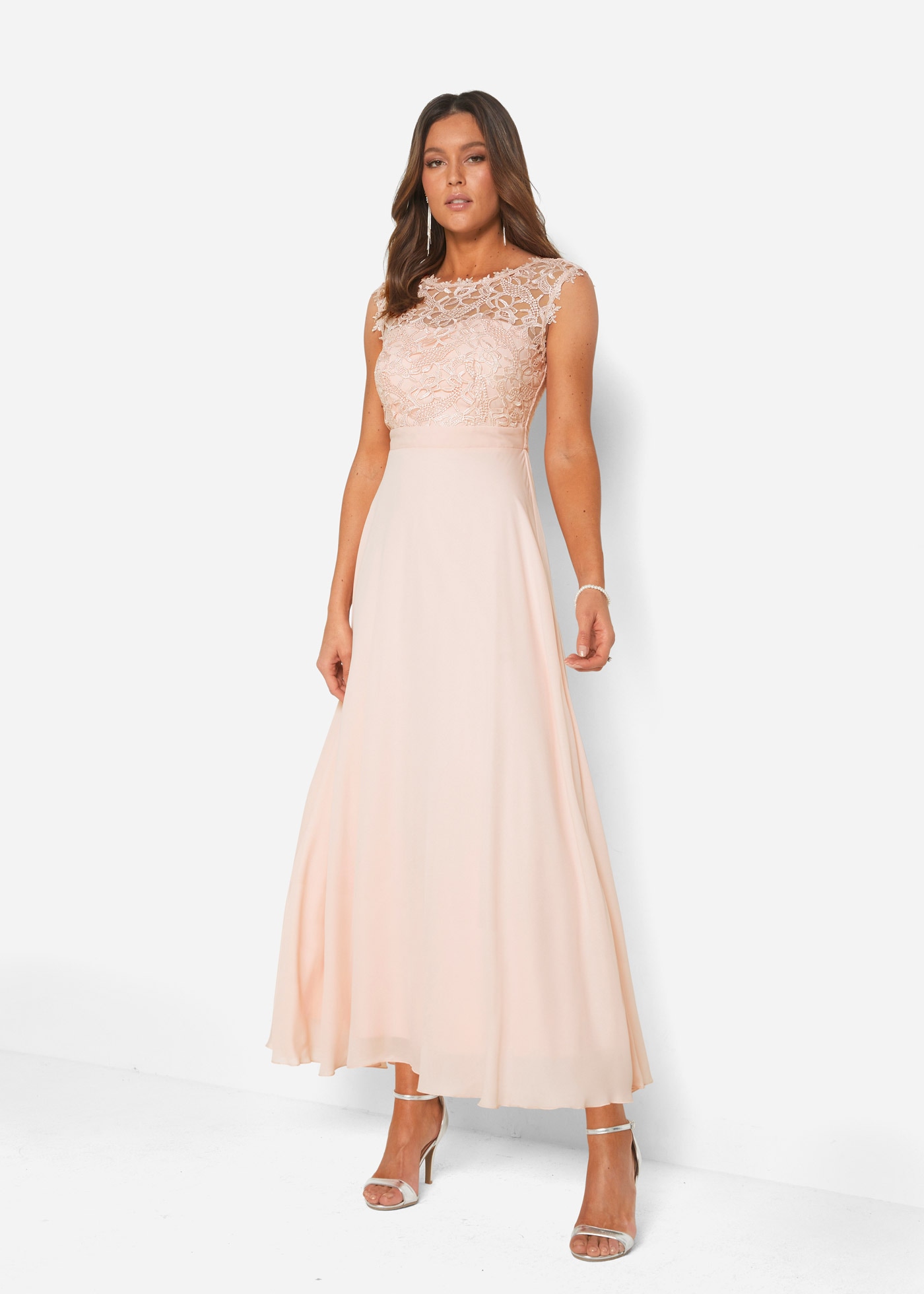 bonprix Maxikleid »Maxikleid mit Spitze« für festliche Anlässe, vollständig gefüttert, taillierte Passform