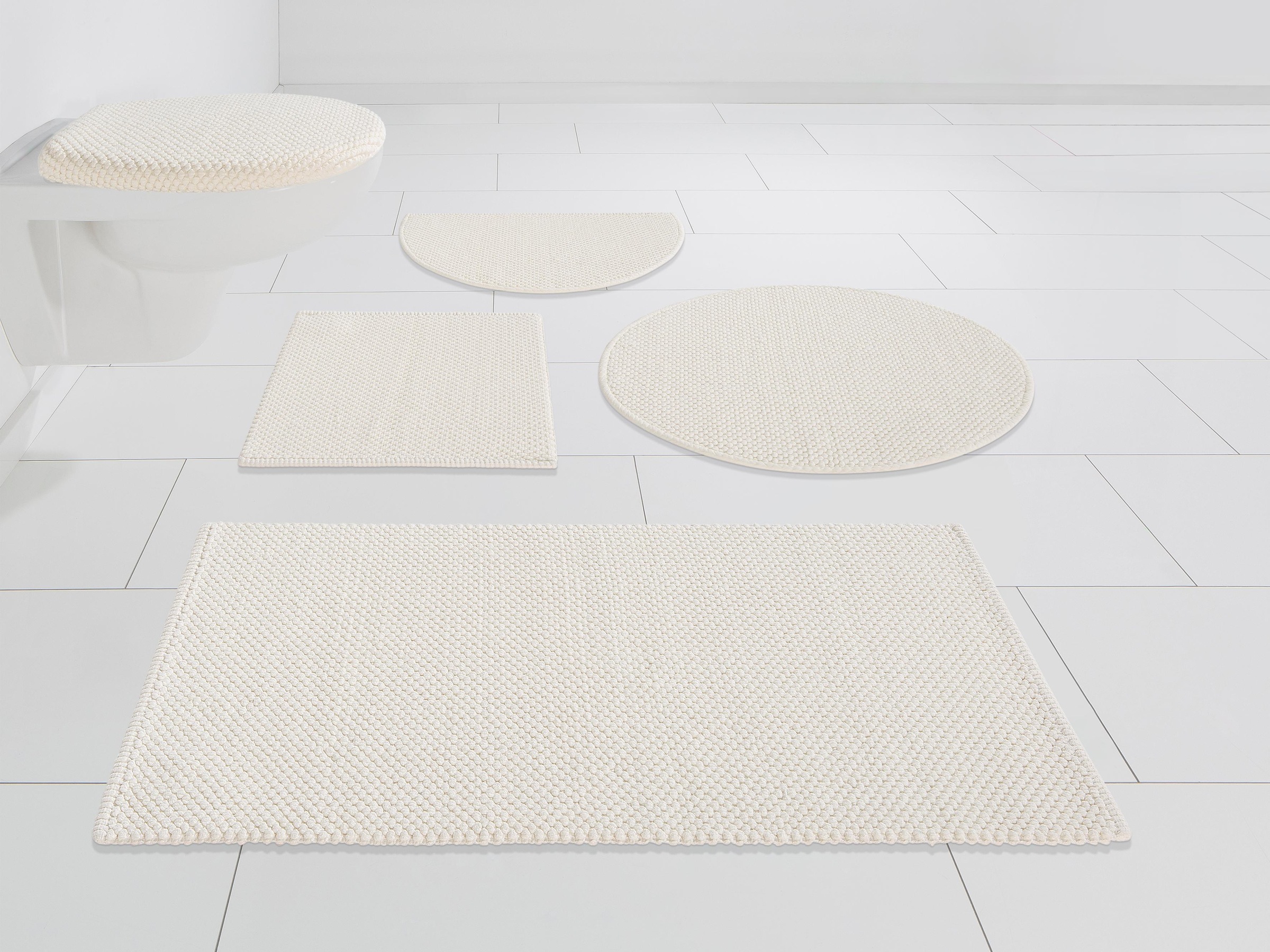 my home Badematte »Lovro, Badvorleger, Badezimmer Teppich«, beidseitig nutzbar-strapazierfähig, Badteppich, beidseitig verwendbar, auch als 3-teiliges Set