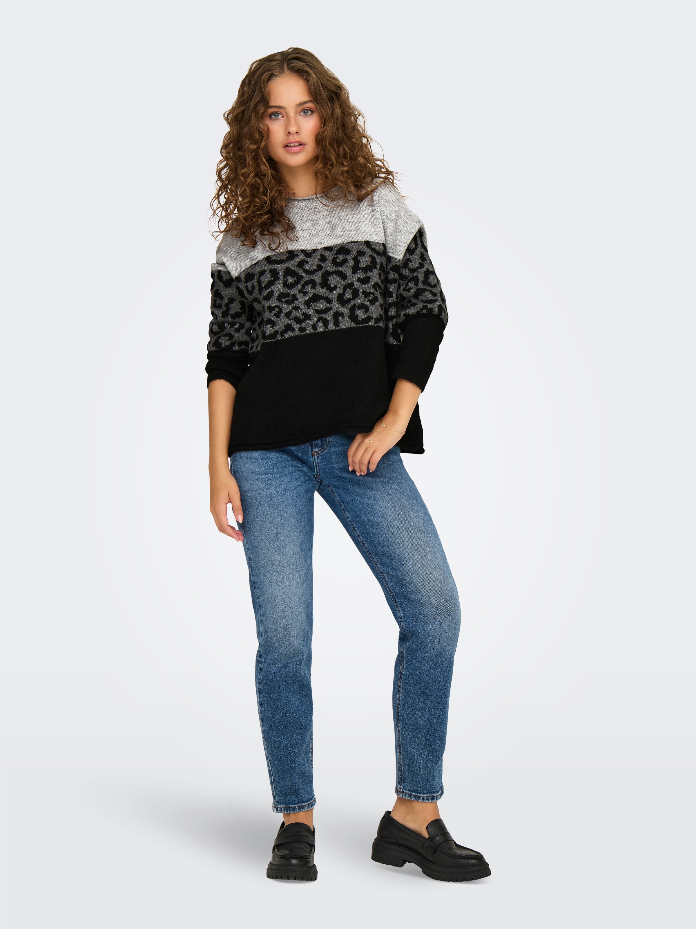 ONLY Rundhalspullover »ONLJADE ANIMAL LS O-NECK NOOS KNT«