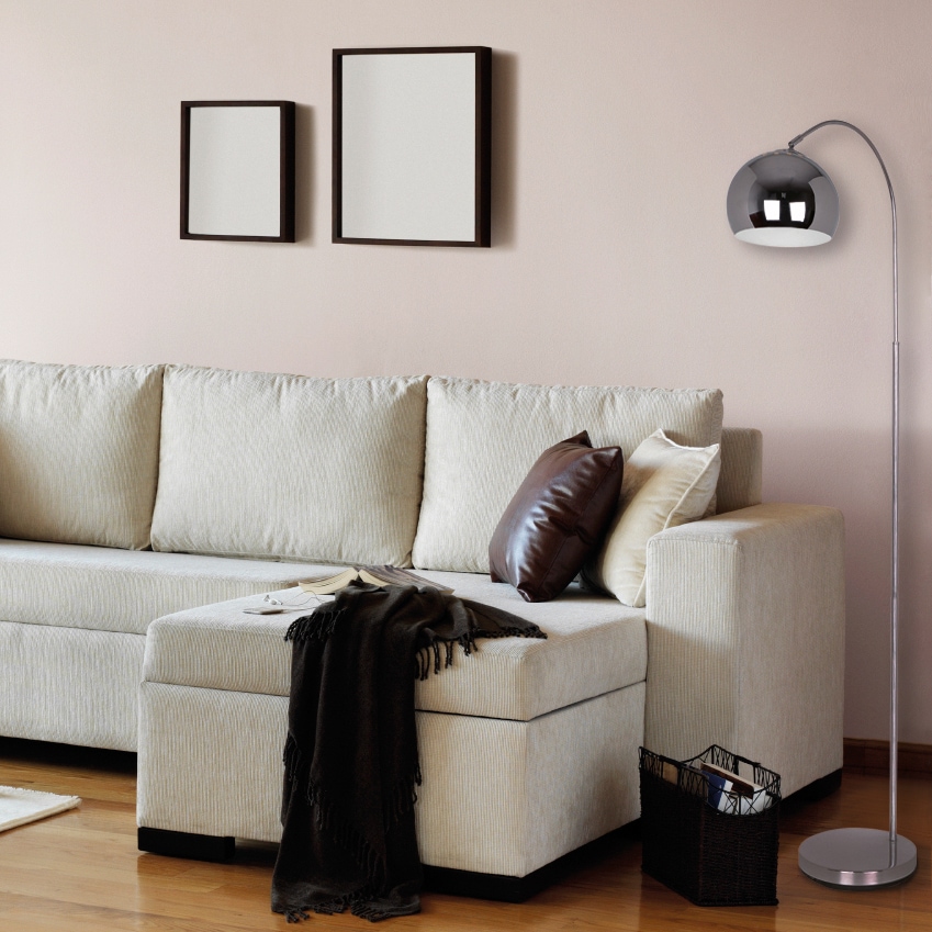näve Stehlampe »Style«, 1 flammig, Leuchtmittel E27 | ohne Leuchtmittel, Zuleitung mit Fußschalter, Material: Metall, Farbe: chrom,E27 max. 40W