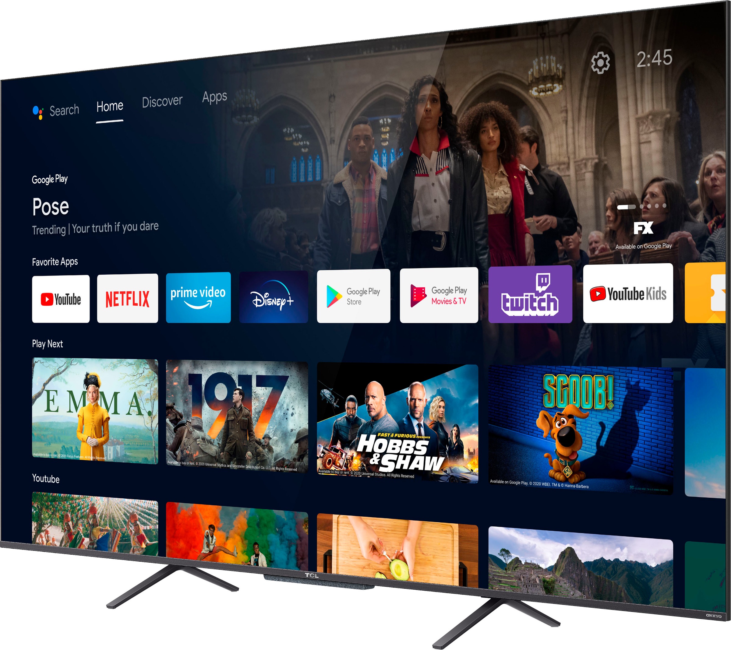 TCL QLED-Fernseher »55C722X1«, 4K Ultra HD, Smart-TV-Android TV, Android 11, Onkyo-Soundsystem