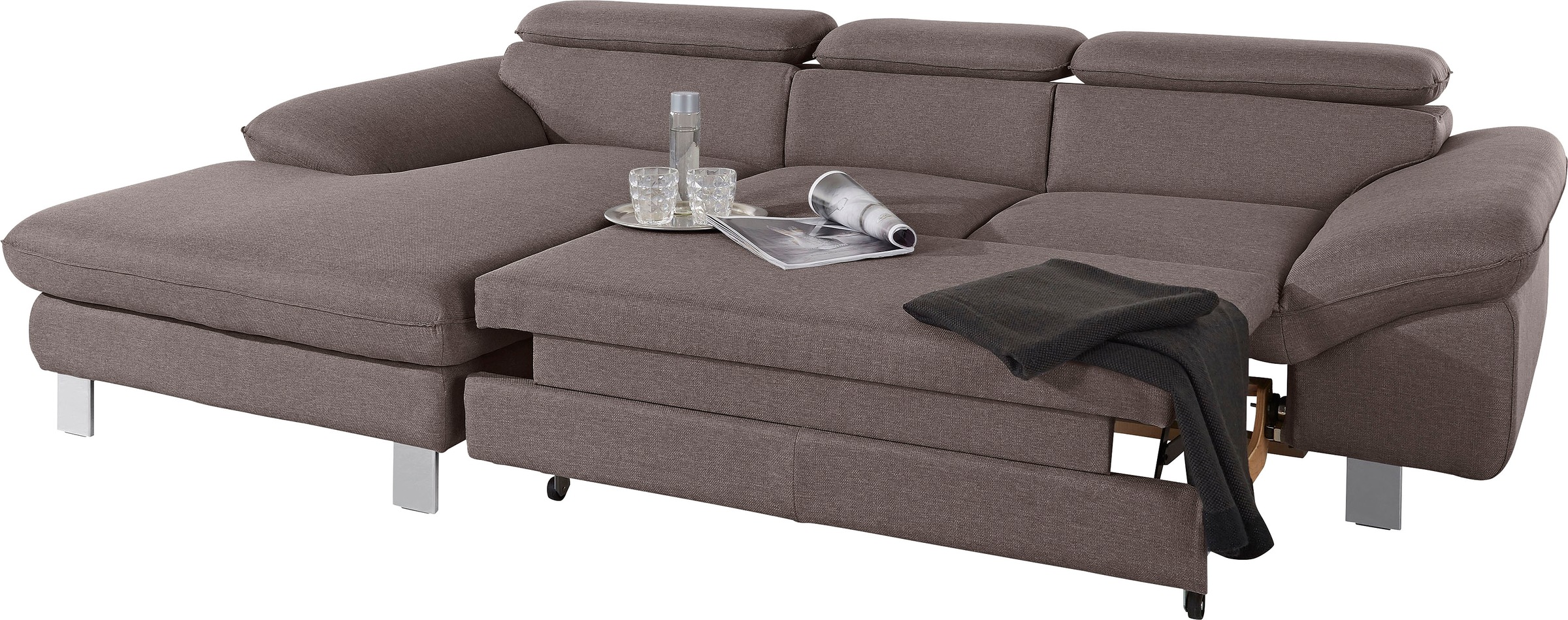 COTTA Polstergarnitur »Driver L-Form«, (Set, 2 tlg.), Set bestehend aus: Ecksofa mit Kopfteilverstellung & Hocker