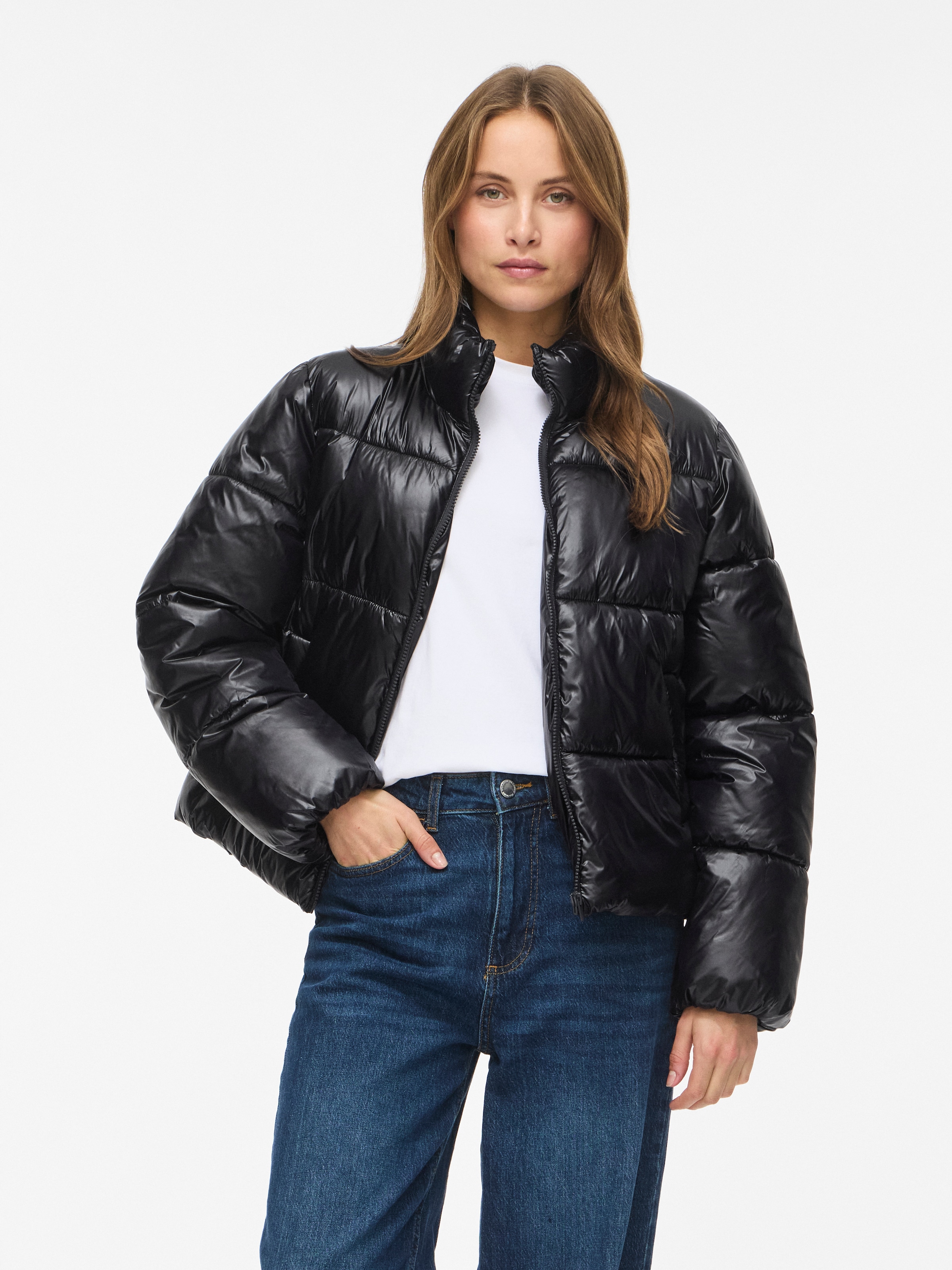 Vila Steppjacke »VILYCHEE L/S SHORT PUFFER/TB« Kunstfaser, hoher Stehkragen