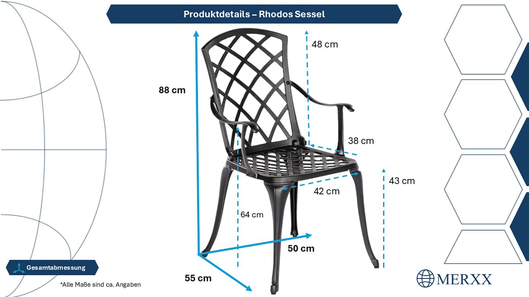 MERXX Garten-Essgruppe »Rhodos« Set, 9 Stk. tlg. 4 Sessel,inkl. Auflagen, Tisch