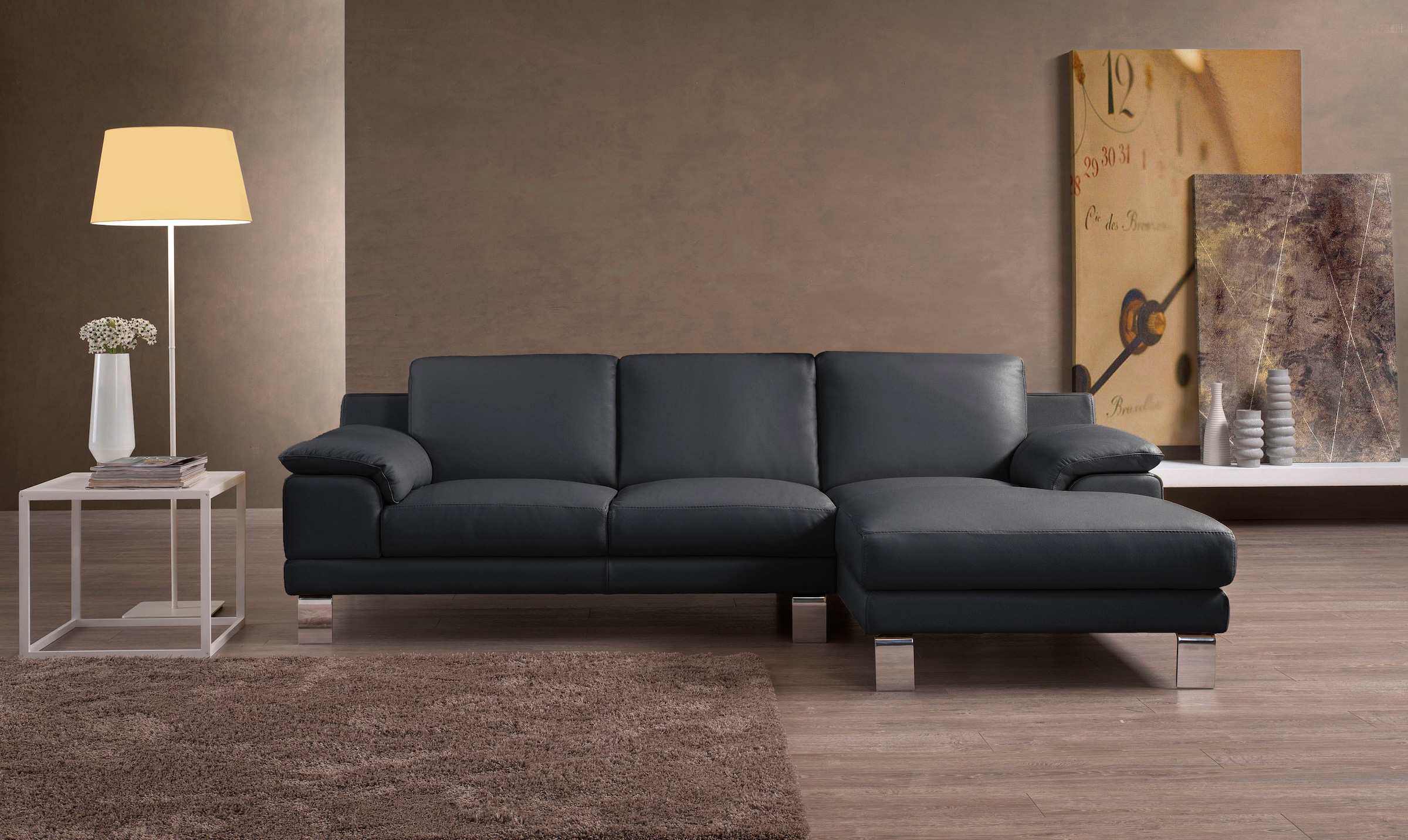 Egoitaliano Ecksofa »Shakira, Design und super Sitzkomfort auf hohem Niveau, tolle Details«, mit Recamiere, L-Form, edle Füße