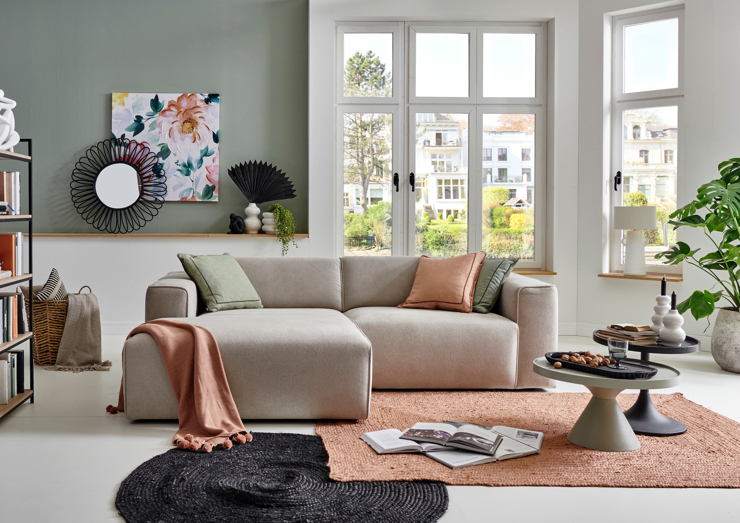 andas Ecksofa »Noord mit Kedernaht, Breite 234 cm«, mit Kedernaht, Breite 234 cm, Cord, Struktur, Webstoff