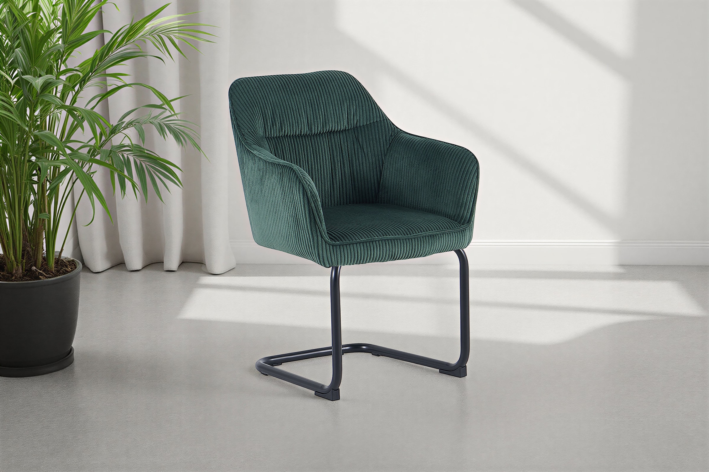 byLIVING Freischwinger »ELBA« (Set) 2 Stk.Grob-Cord, 110 kg, 180° drehbar Rückholfunktion, Schwingstuhlgestell