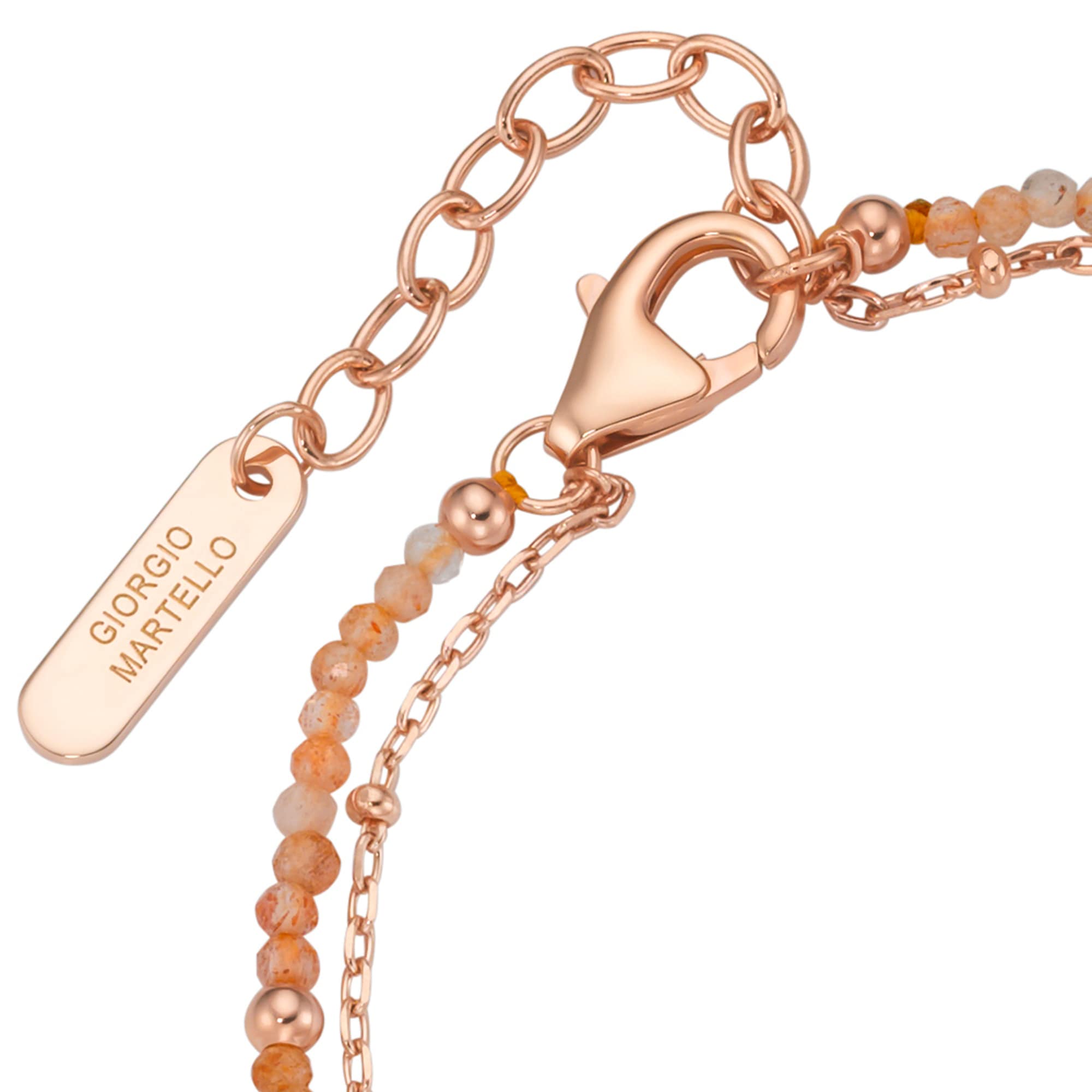 GIORGIO MARTELLO MILANO Armband »Armband mit apricotfarbigen Sonnenstein-Kugeln, Silber 925«