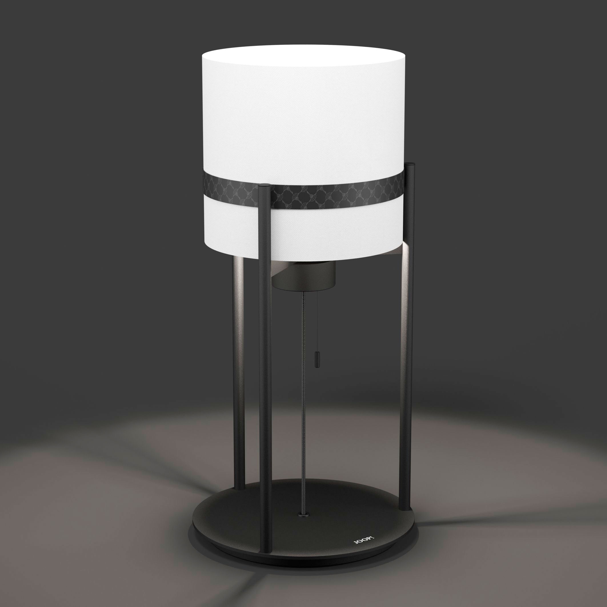 JOOP! Tischleuchte »ROUND LIGHTS«, Leuchtmittel E27 | ohne Leuchtmittel, mit rundem Textil-Leuchtenschirm und eingelassenem Metall-Dekorband