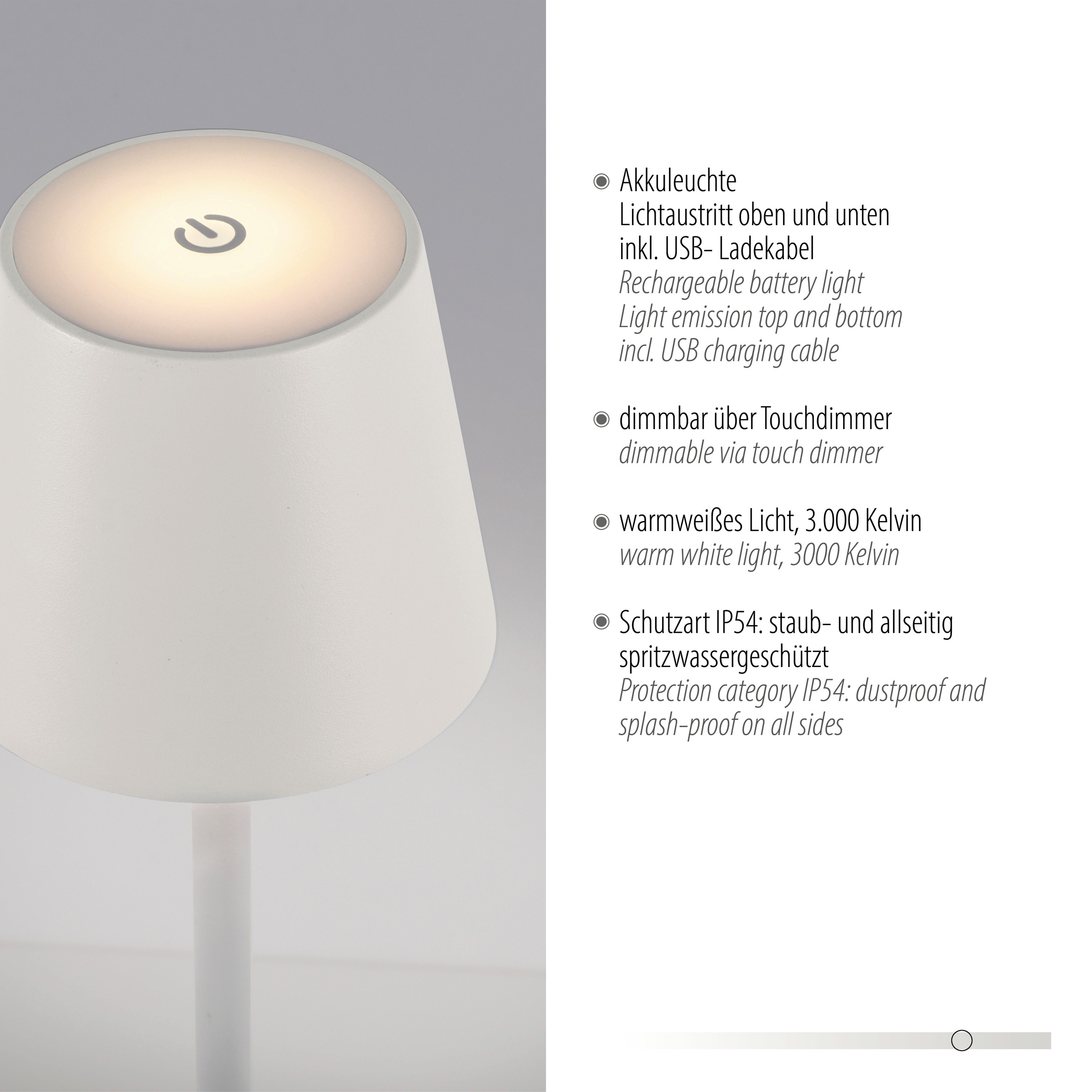 JUST LIGHT Stehlampe »EURIA« LED-Modul 1 Stk. Warmweiß Akkuleuchte