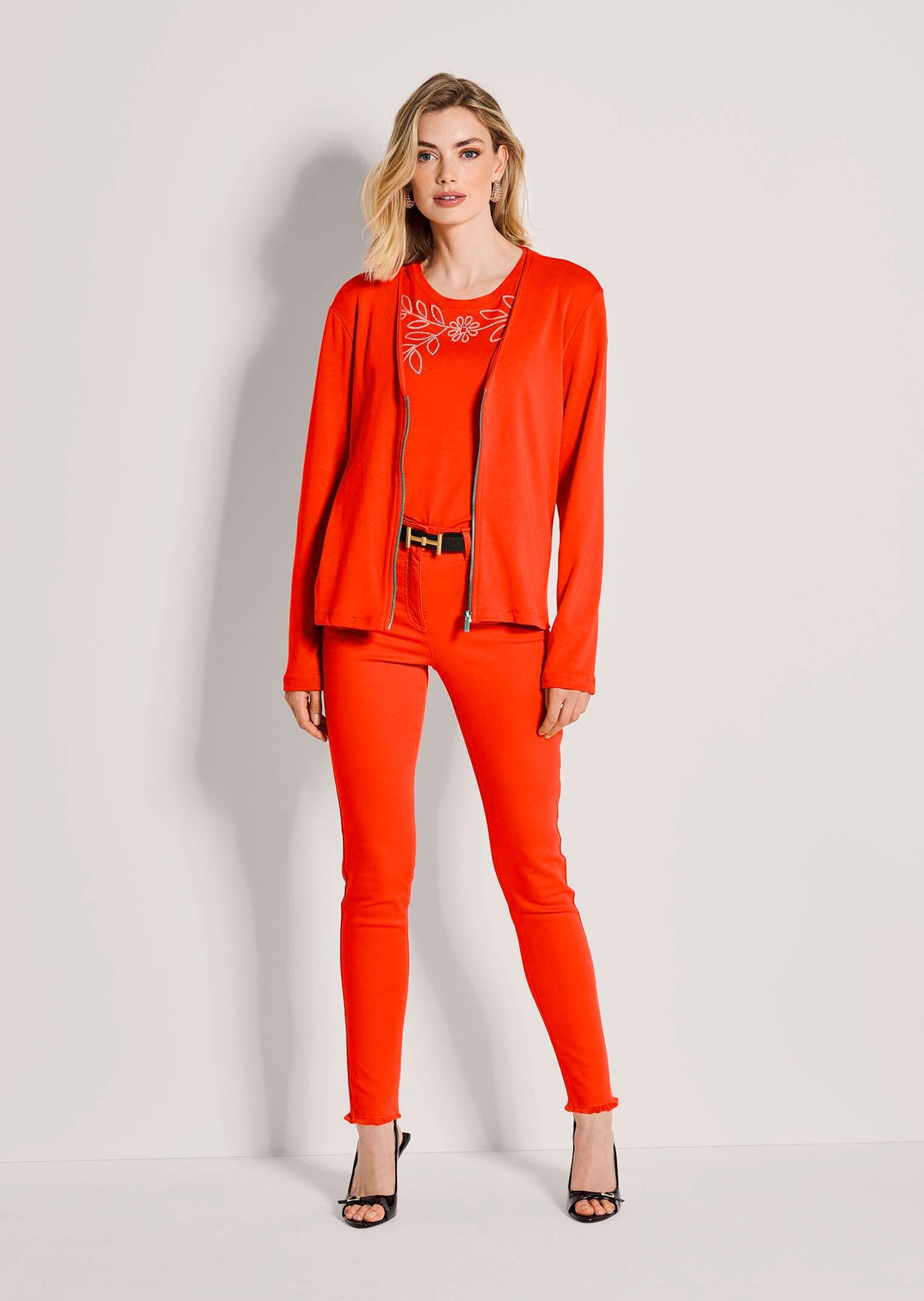 MADELEINE Langarmshirt »Shirtjacke Elegante Viskosejacke mit Reißverschluss« Durchgehender Reißverschluss
