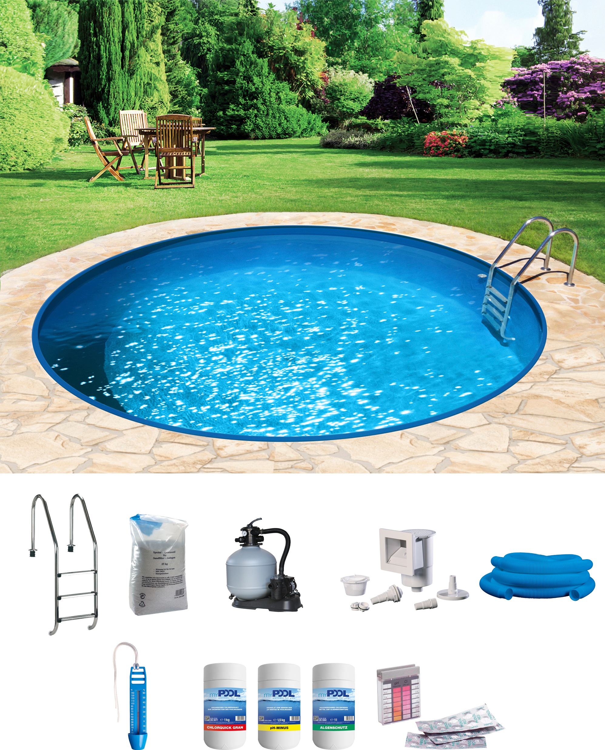 KONIFERA Rundpool »RB«, (Komplett-Set, 7 tlg.), 4,16x1,20