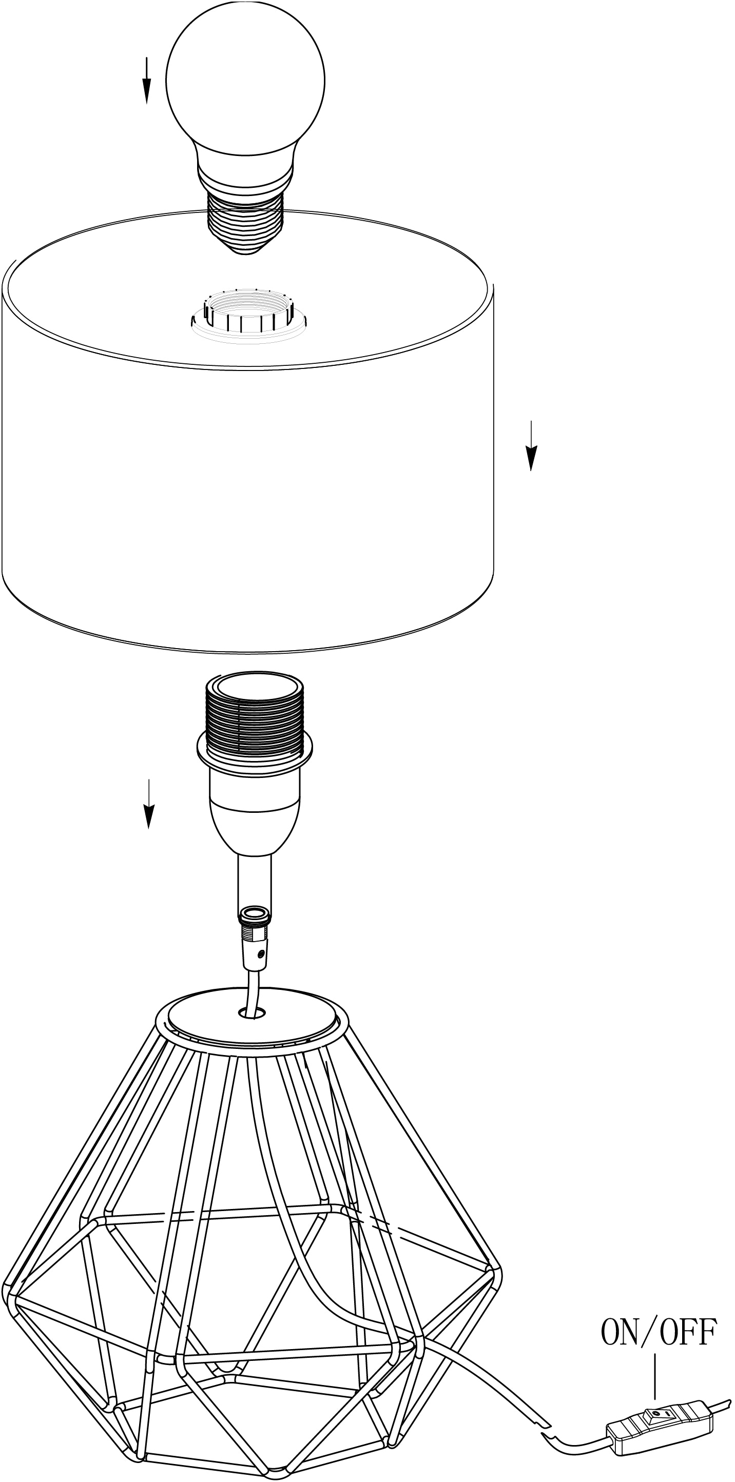 EGLO Tischleuchte »CARLTON 2«, 1 flammig, Leuchtmittel E14 | Leuchtmittel wechselbar-ohne Leuchtmittel, Vintage Tischleuchte, Nachttischlampe, Schwarz, weiß, Fassung: E14