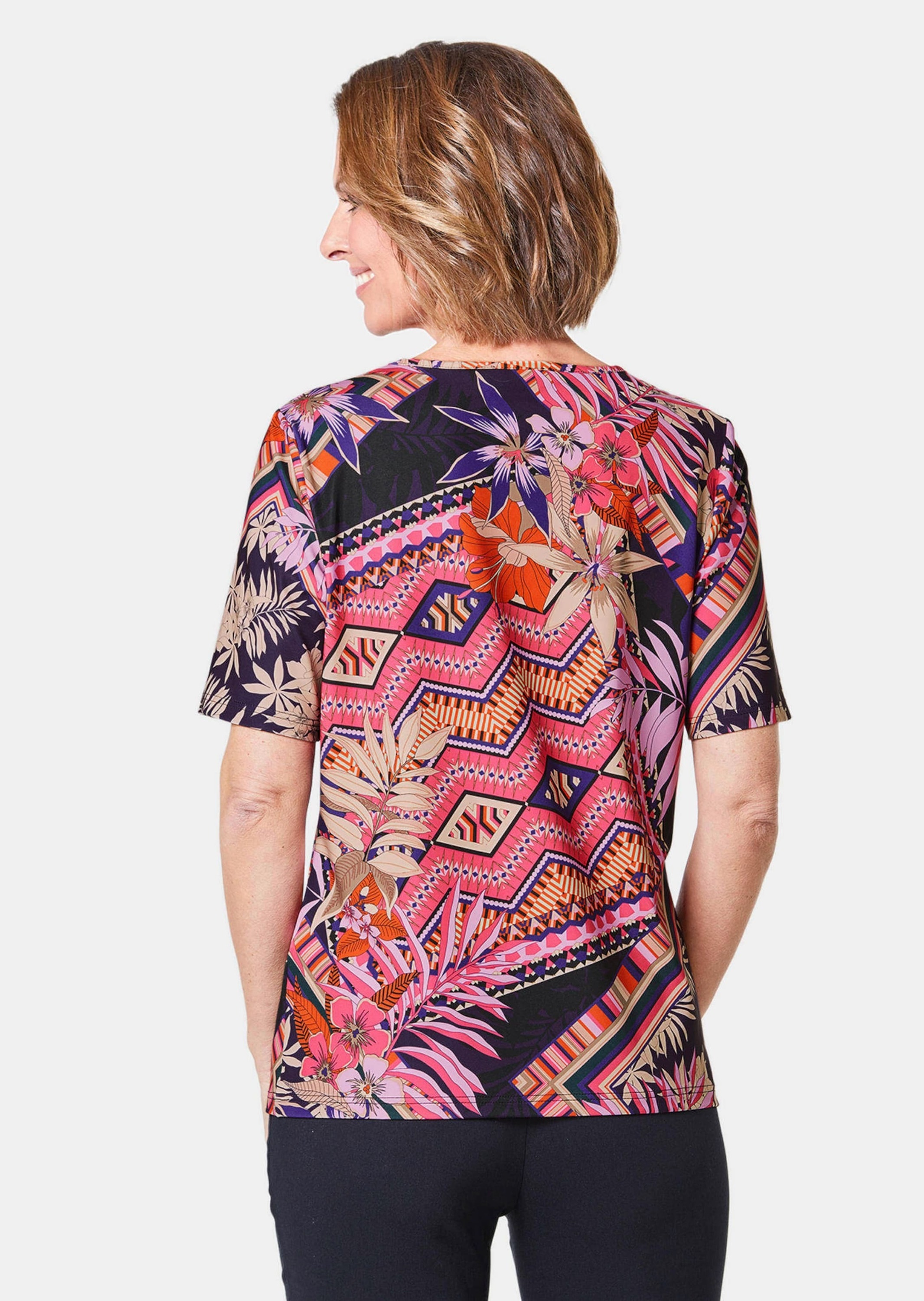 GOLDNER Print-Shirt »Kurzgröße Stretchbequemes Shirt mit extravagantem Druck«
