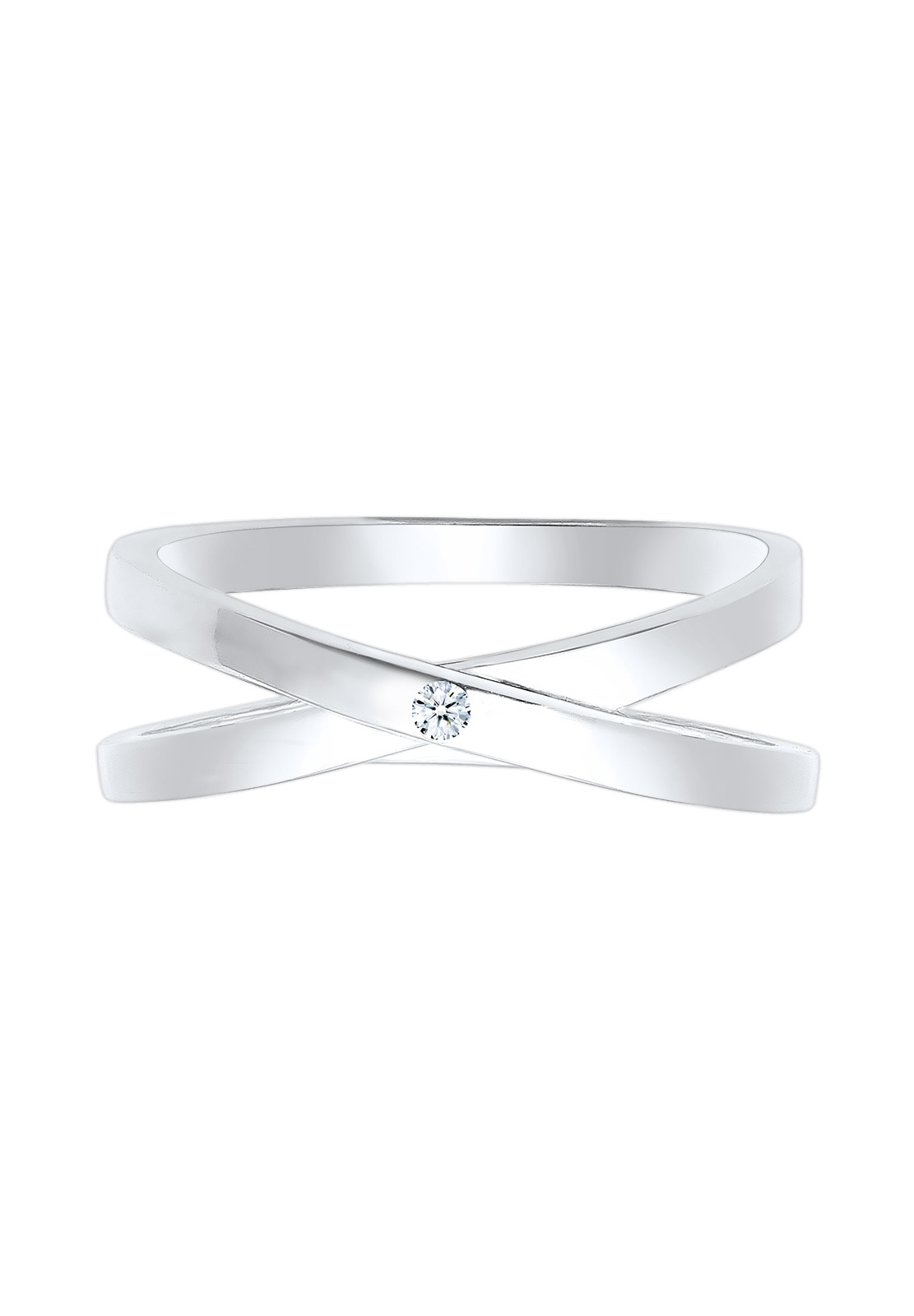 Elli DIAMONDS Diamantring »Ring Wickelring Cross Diamant (0.015 ct.) 925 Sterling Silber«