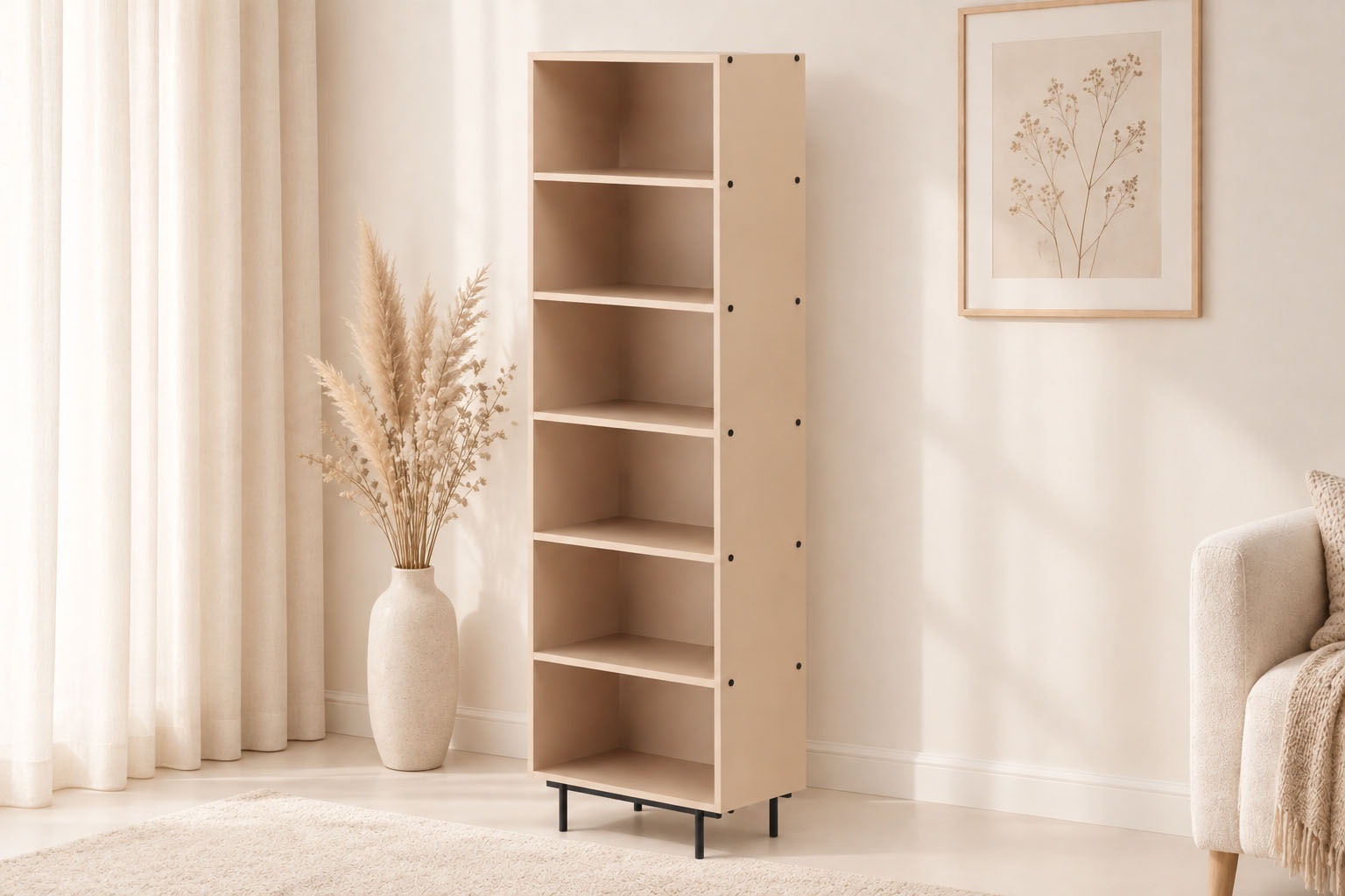 Home affaire Standregal »Arrocco: Schlankes Regal in 2 Farben mit Metallelementen, stilvoll« B/T/H: 60,8/35/195cm, 5 offene Fächer, viel Platz, Made in Poland