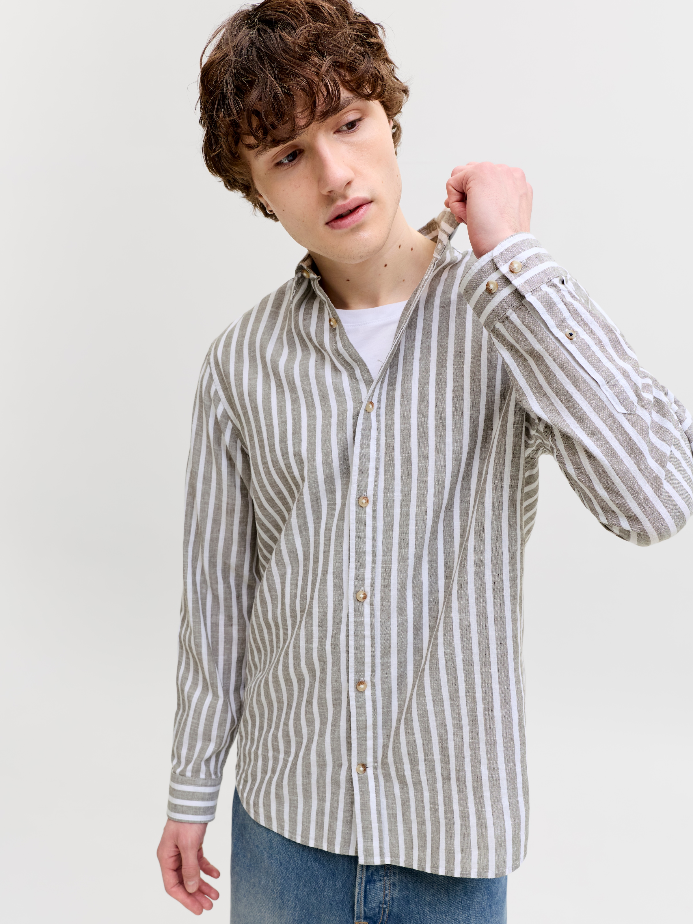 Jack & Jones Langarmhemd »JJESUMMER LINEN BLEND SHIRT L/S SN« Baumwollmischung, regular fit