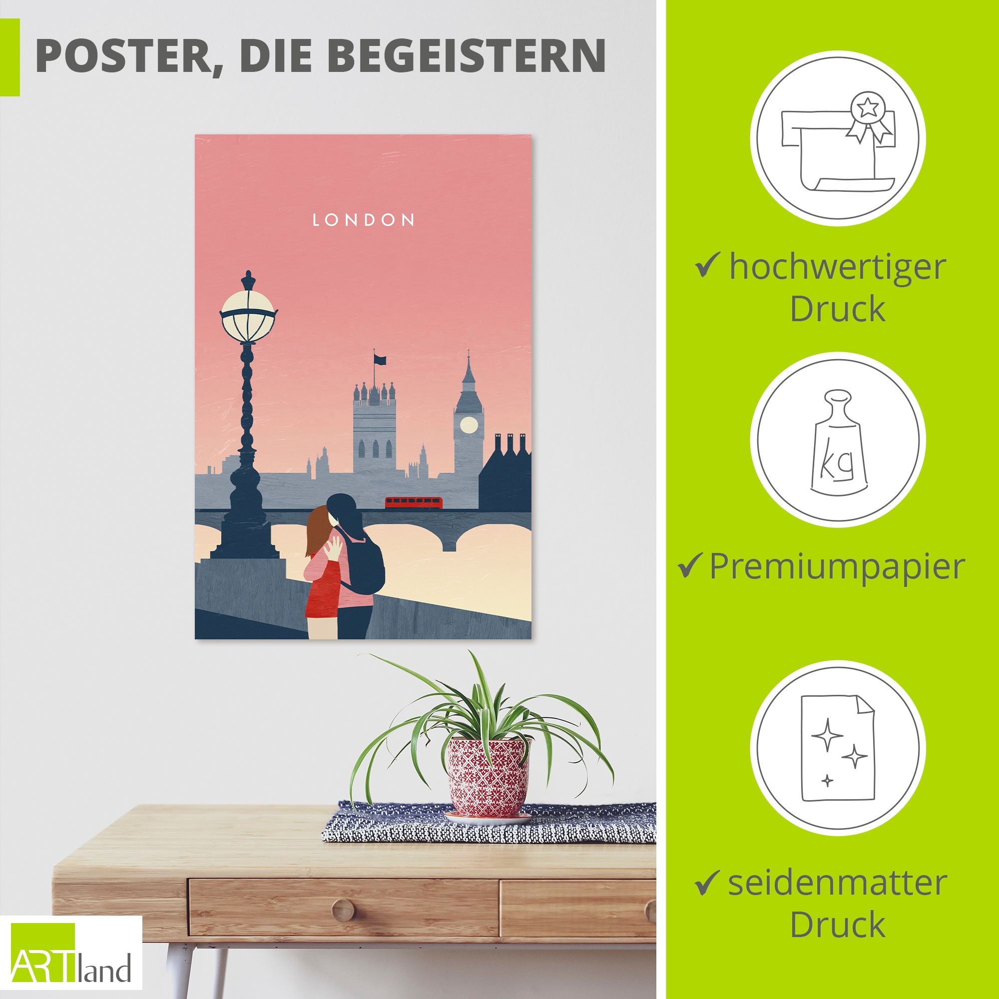 Artland Wandbild »London« 1 Stk. tlg. als Alubild, Leinwandbild, Poster, Wandaufkleber in verschied. Größen