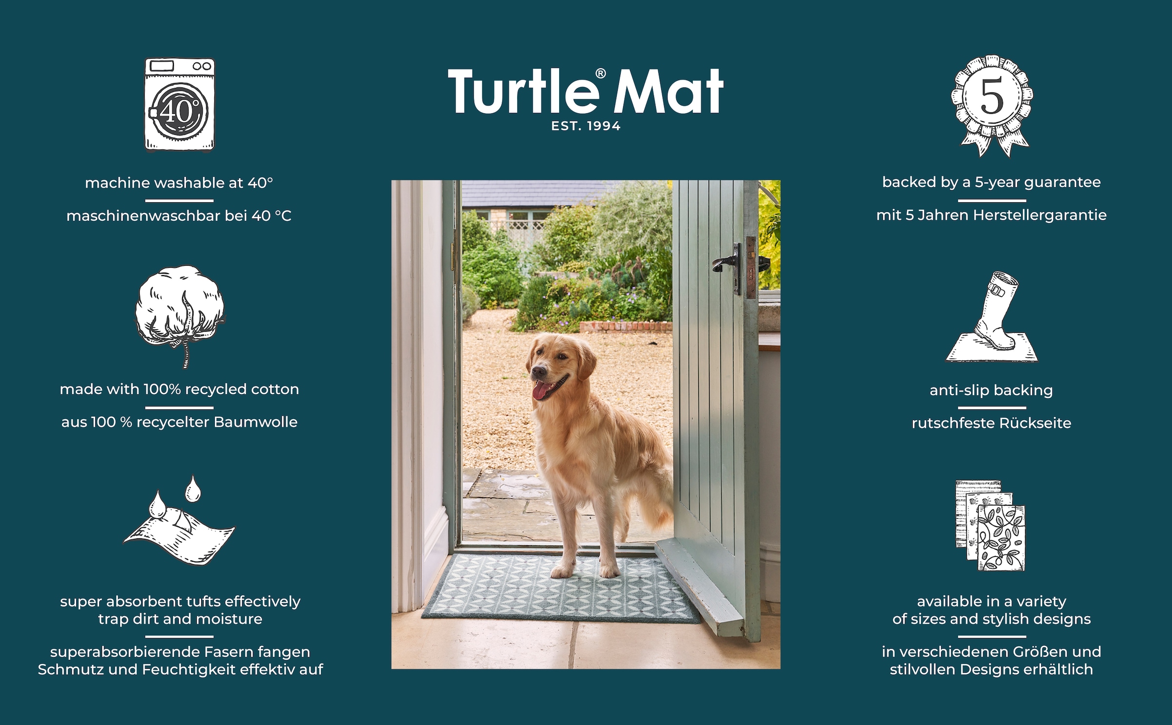 Turtle Mat Fußmatte »Hens«, rechteckig, 9 mm Höhe