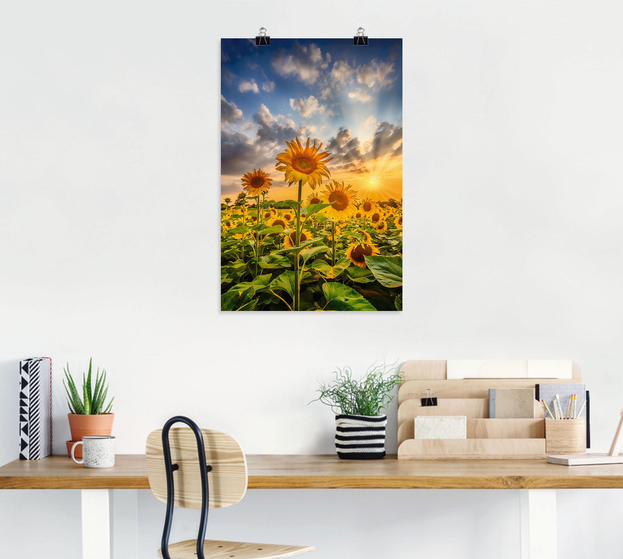 Artland Wandbild »Sonnenblumen im Sonnenuntergang« Blumenbilder 1 Stk. tlg. als Leinwandbild, Poster in verschied. Größen
