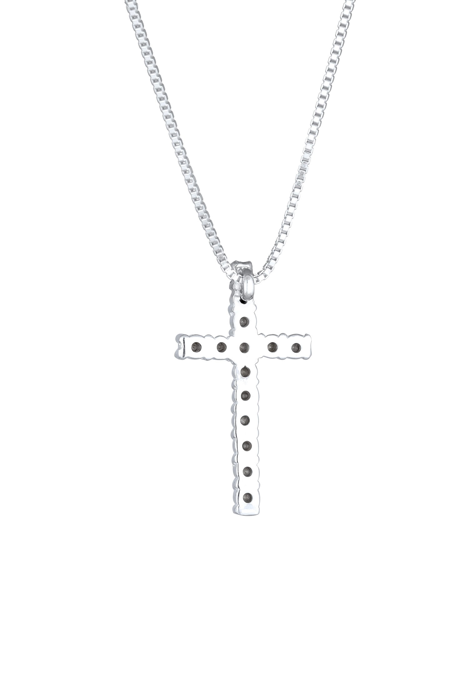 Kuzzoi Kette mit Anhänger »Halskette Kreuz Glas Kristalle Schwarz 925 Sterling Silber«